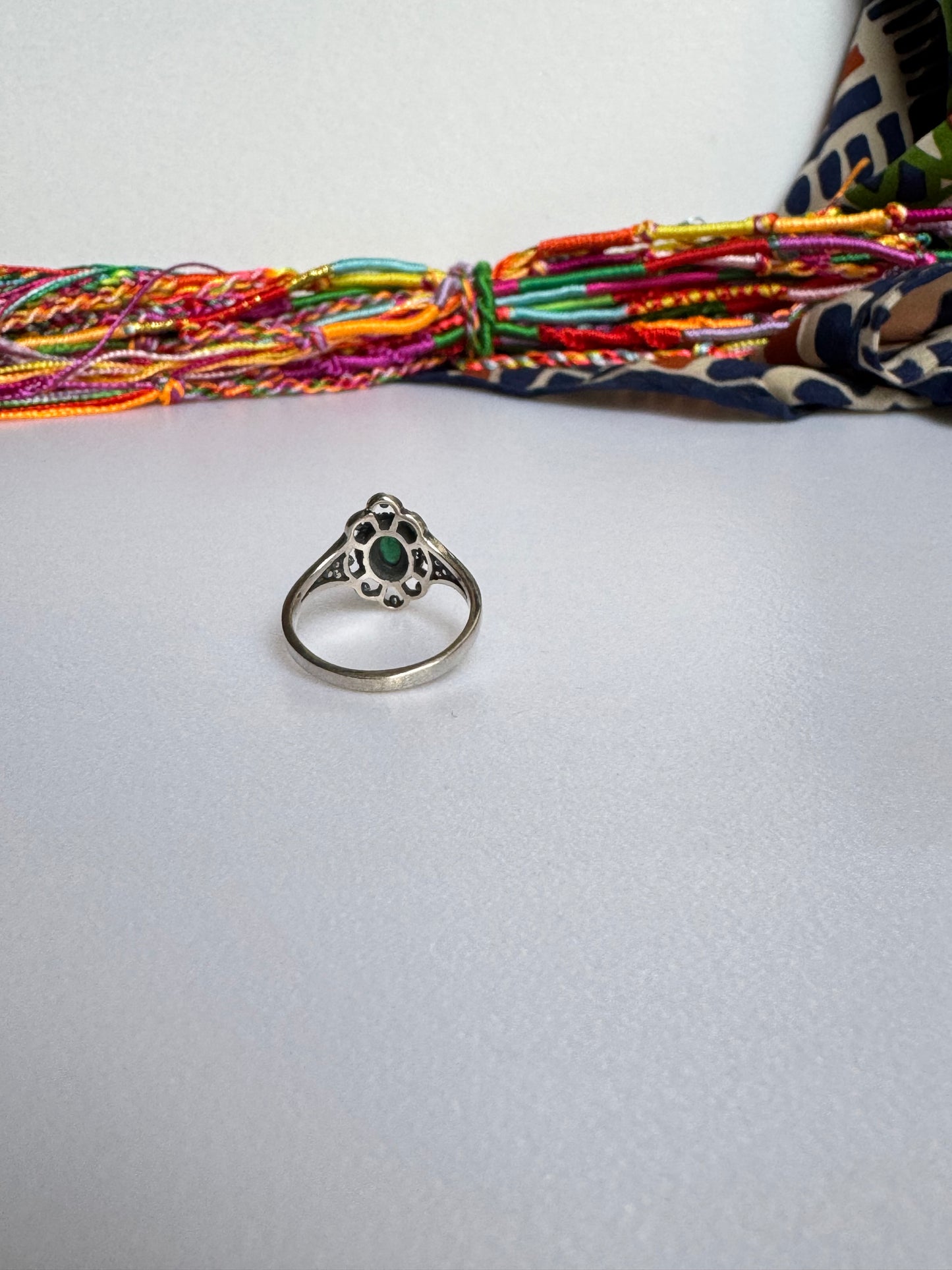 Anello argento 925 onice verde misura 15 M14