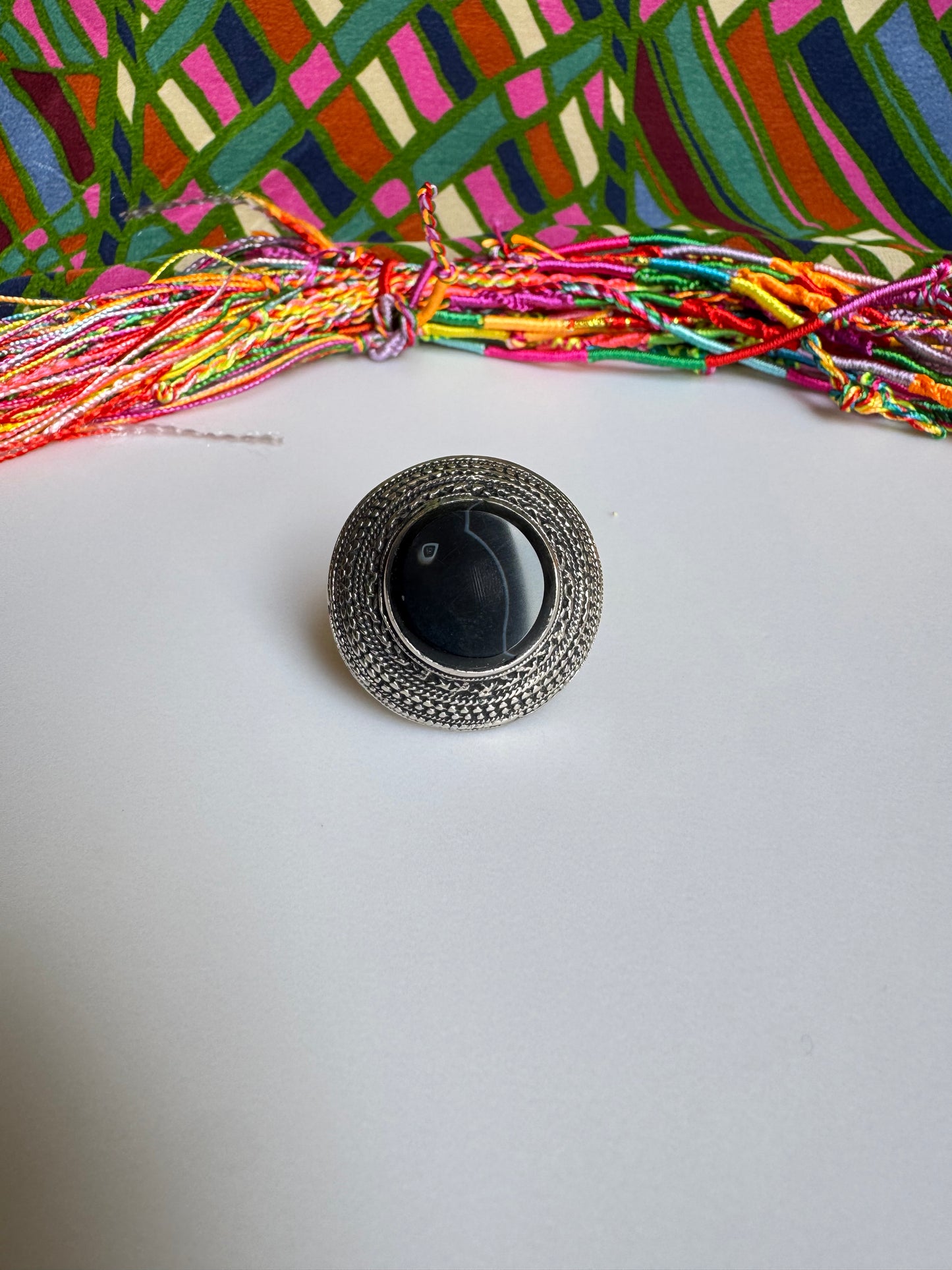 Antique vintage agate stone ring