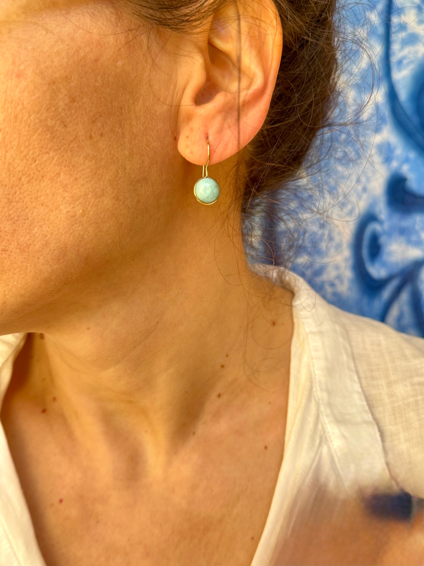 Orecchini boho dorato celeste