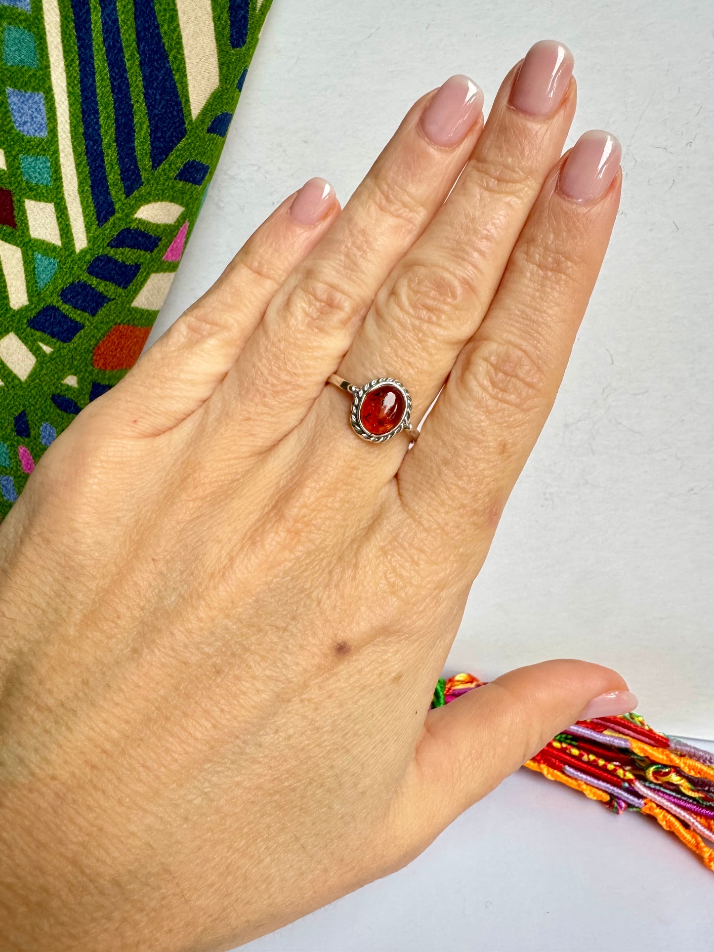 Anello argento 925 ambra misura 16 - 21AMB