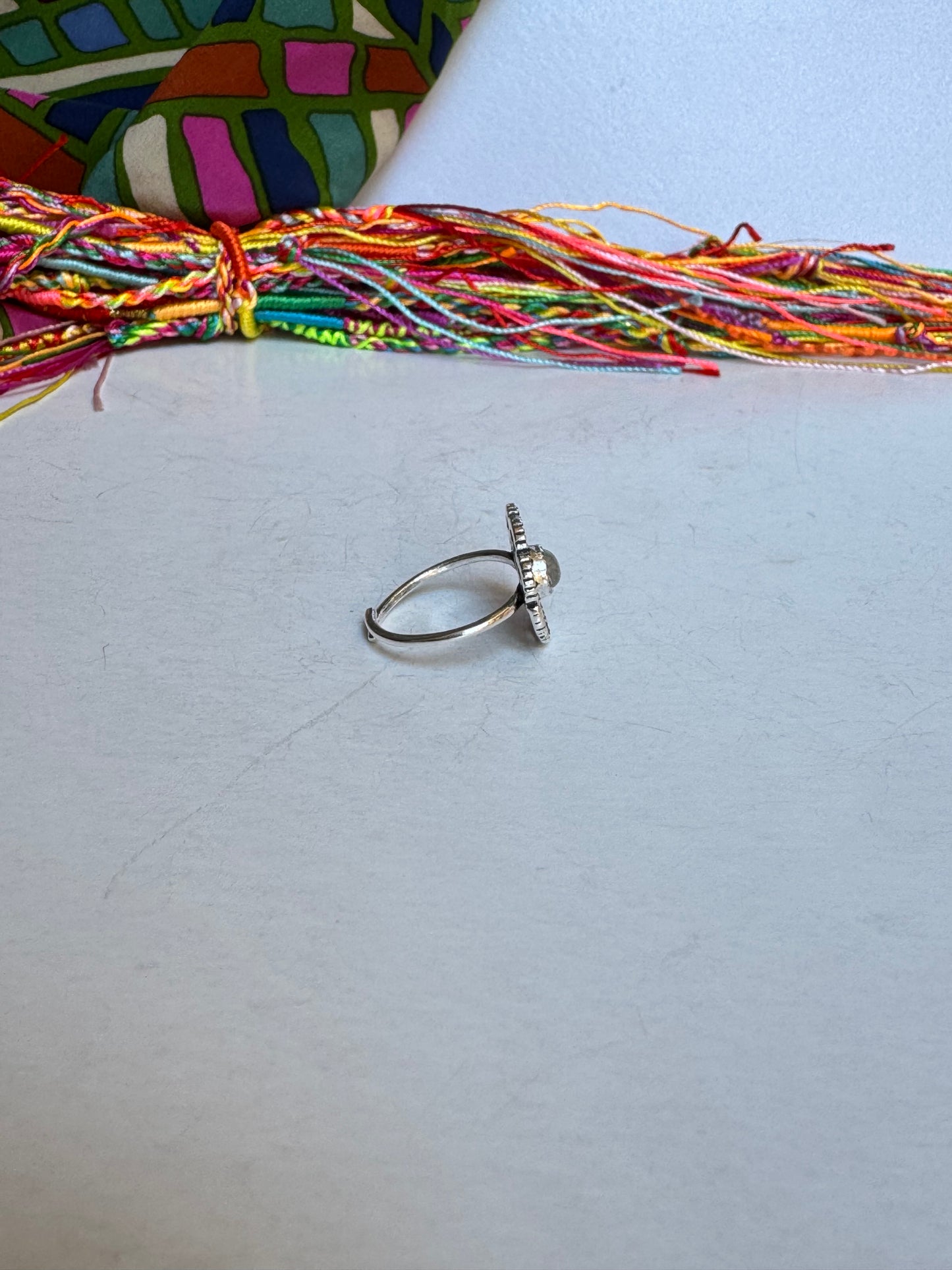 Anello boho argentato pietra di luna