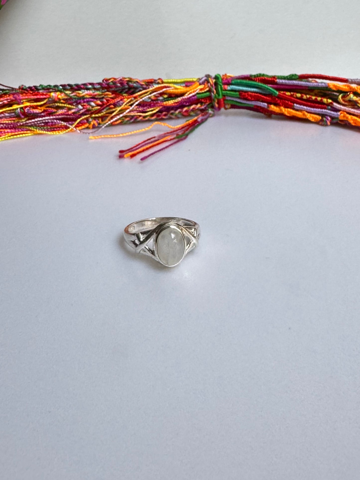 Anello argento 925 Pietra di luna arcobaleno misura 17 - 6SZ