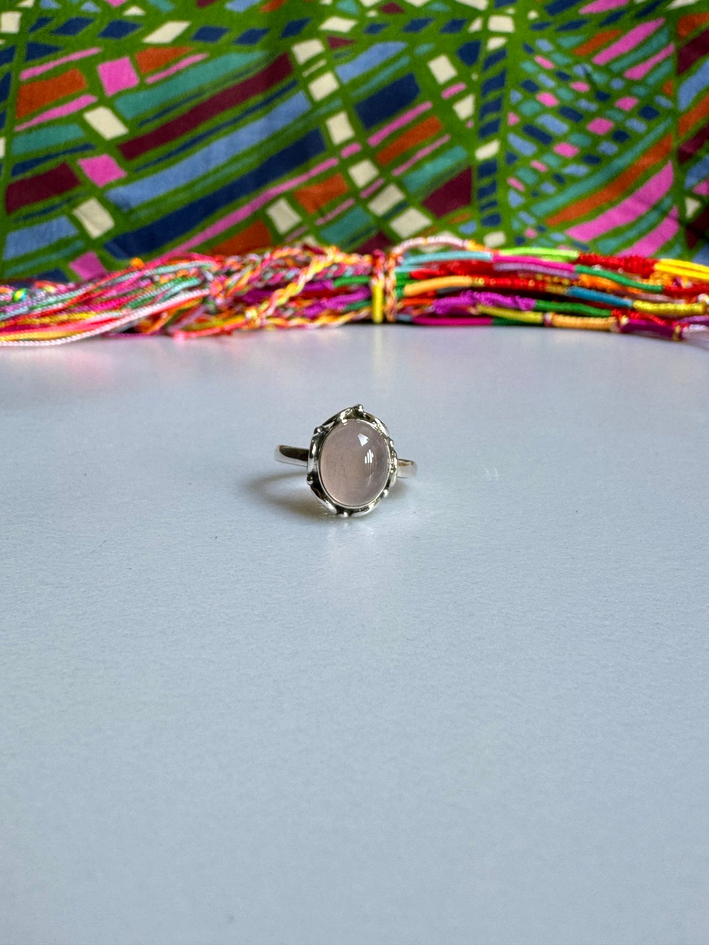 Ring silver925 rose quartz E96