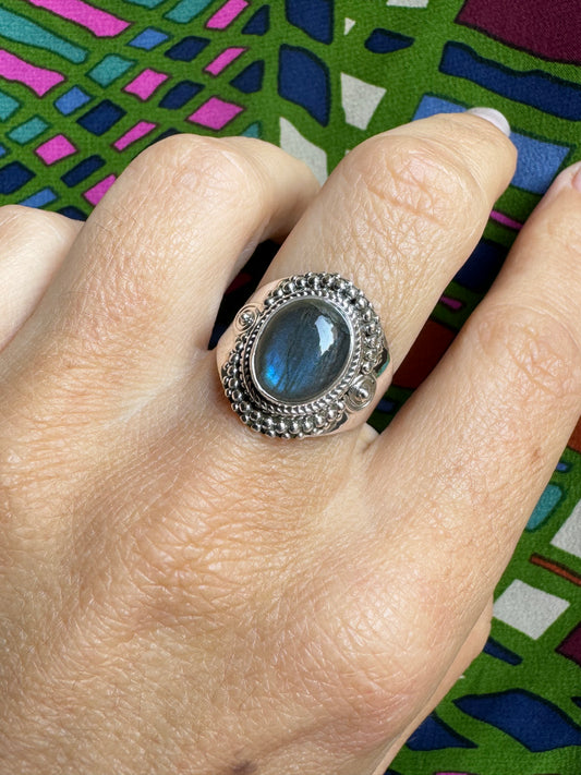 Labradorite Silver Ring Z16