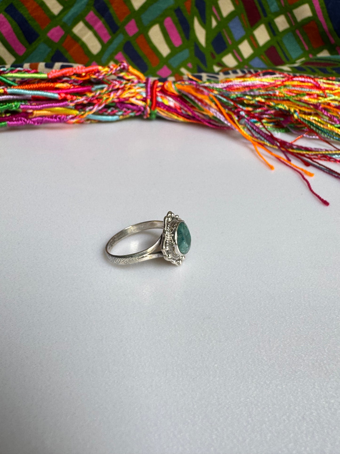 925 silver ring with emerald root, size 12 - 3RS