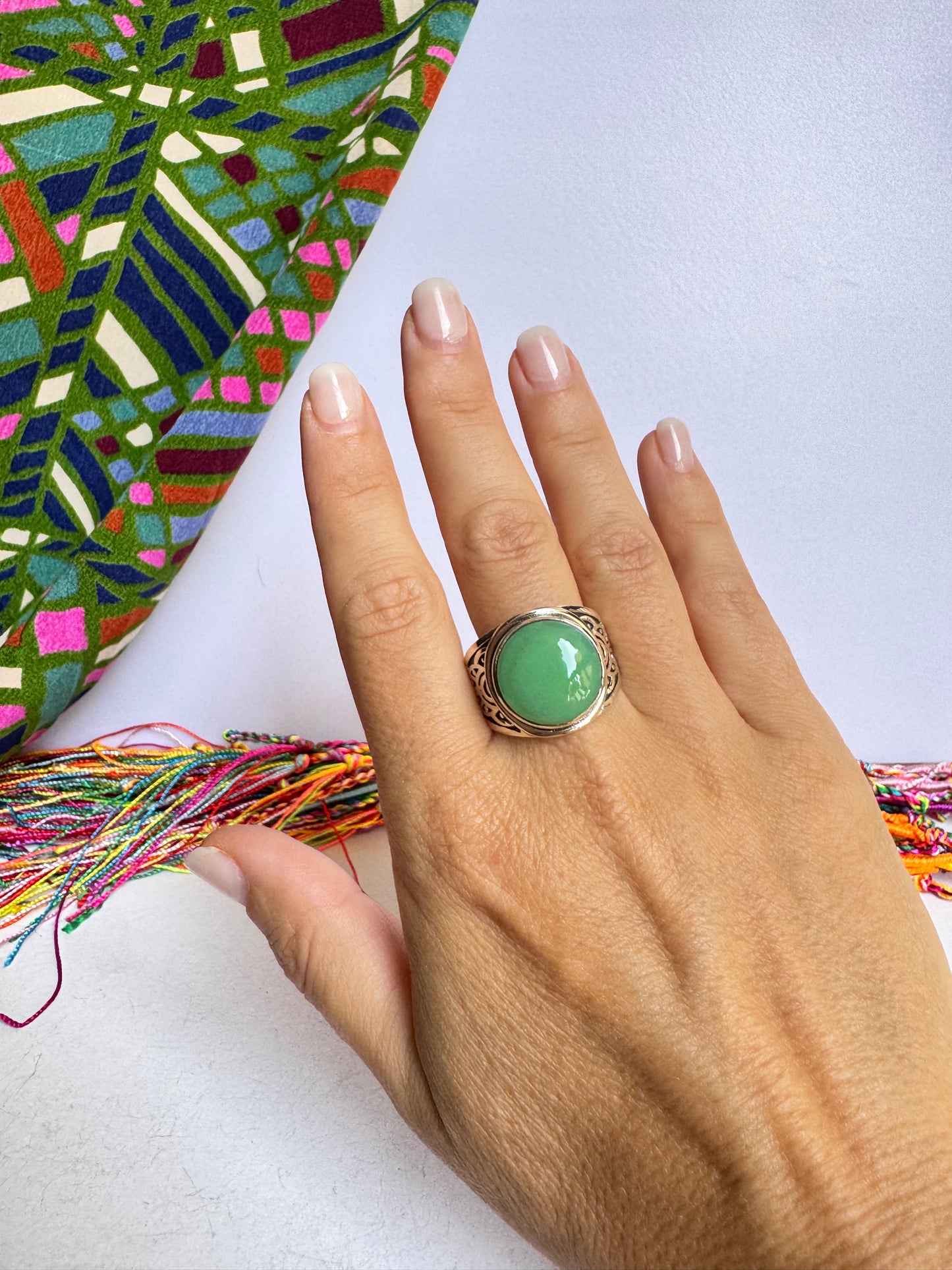 925 silver chrysoprase ring size
