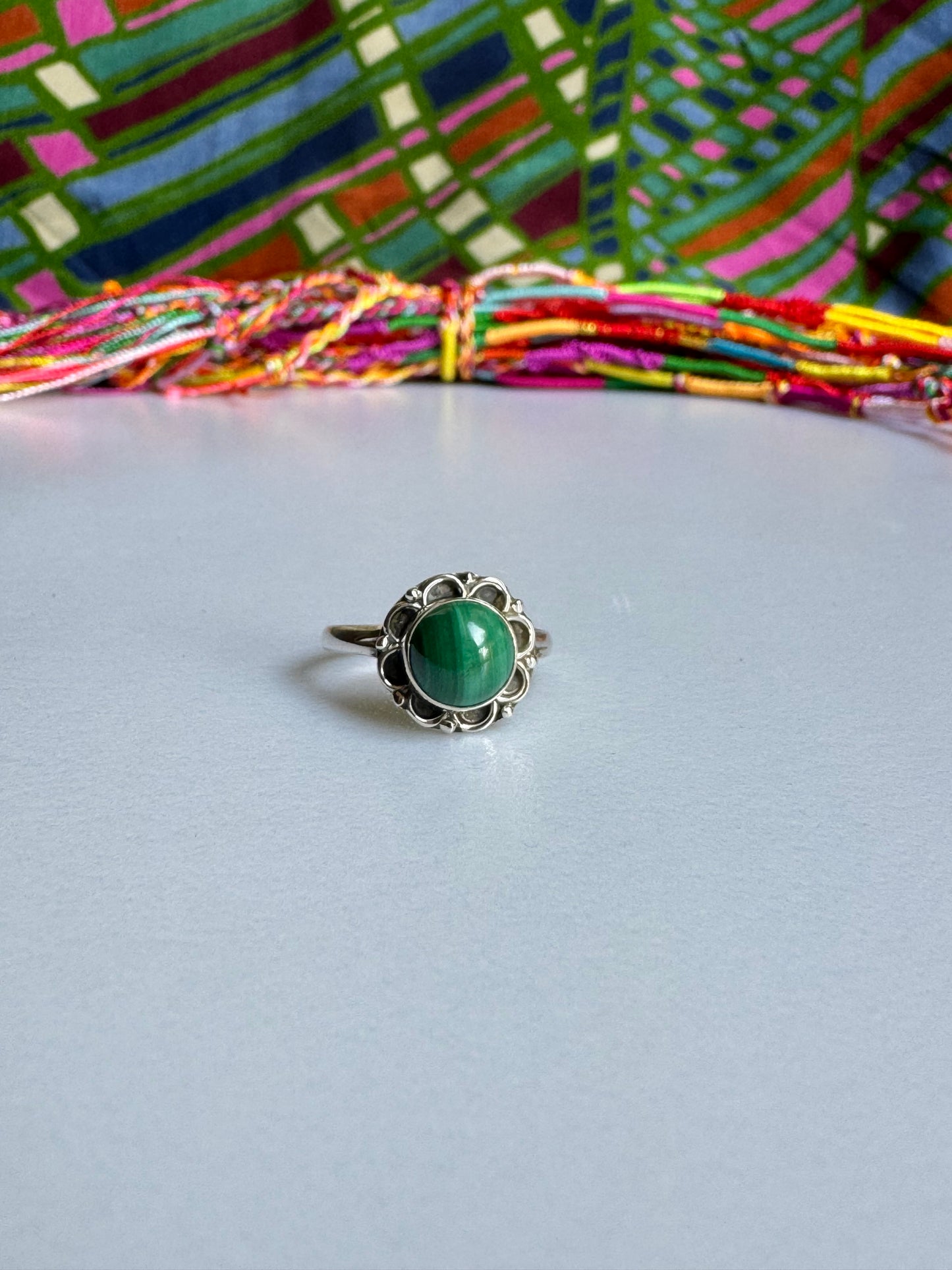 925 silver ring malachite E95