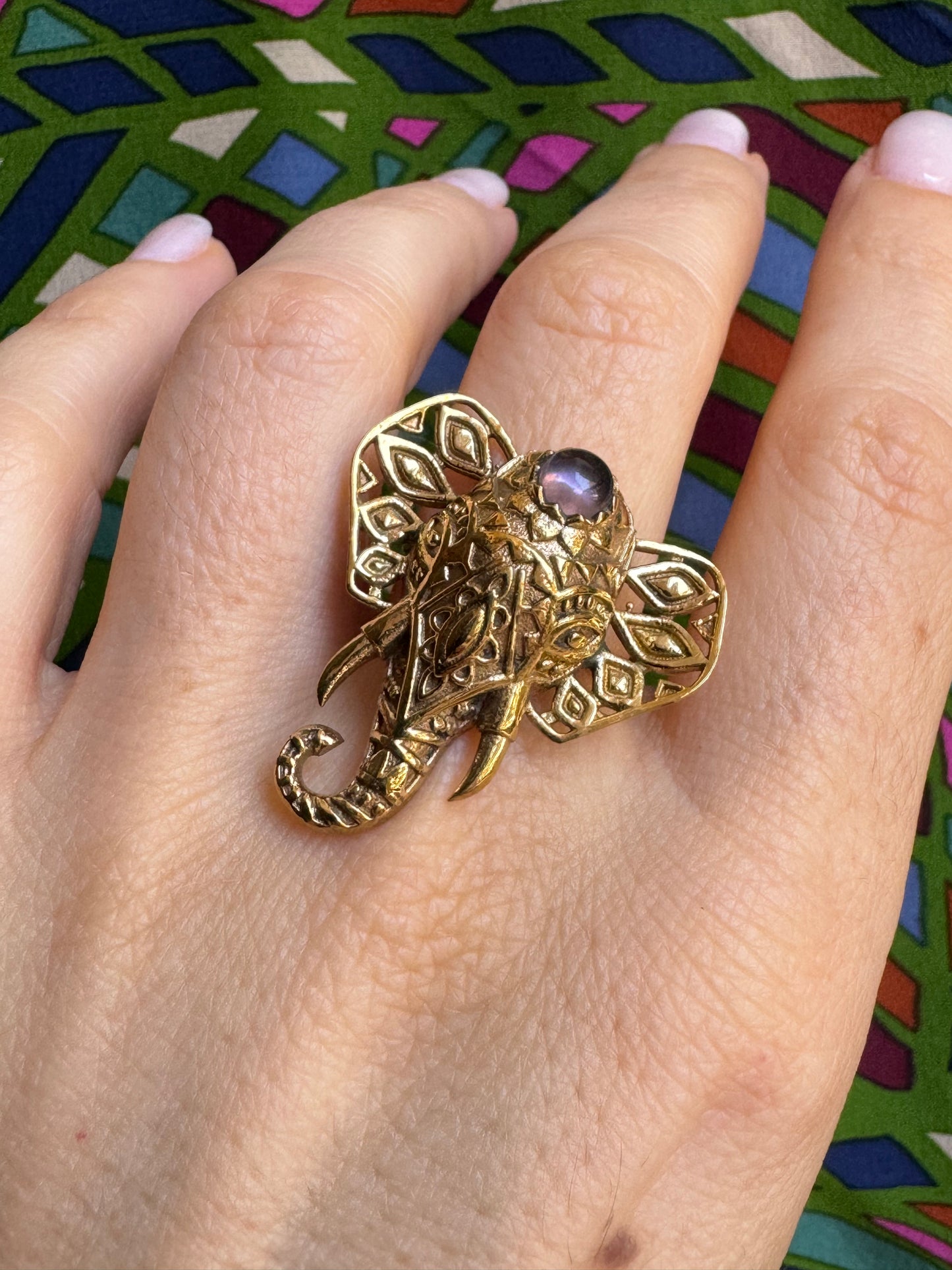 Amethyst golden boho ring