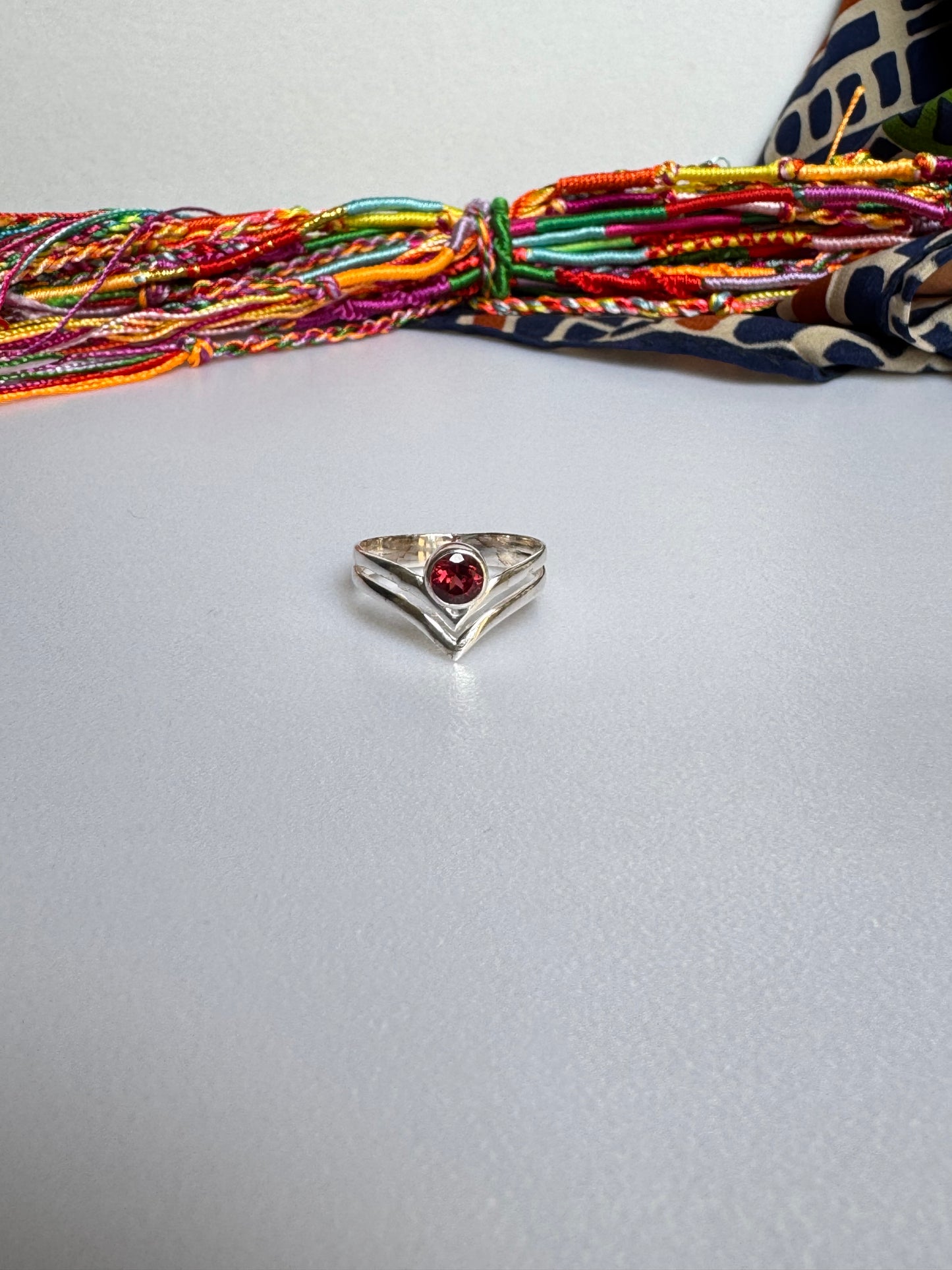 Anello argento 925 granato misura 21 - 1GR