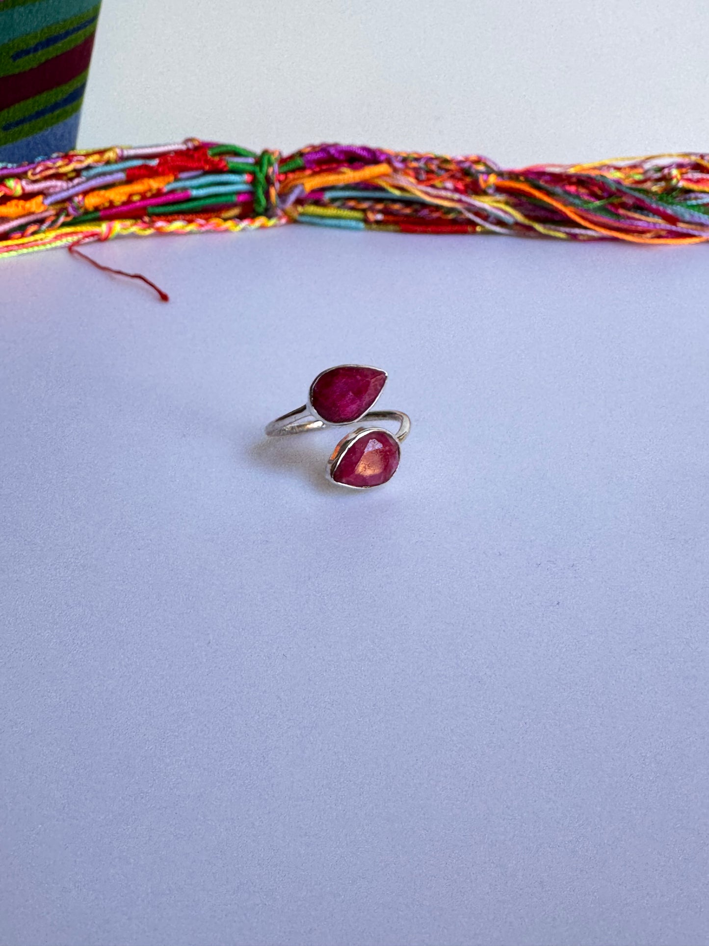 Anello argento 925 radice di rubino regolabile da misura 17 M6