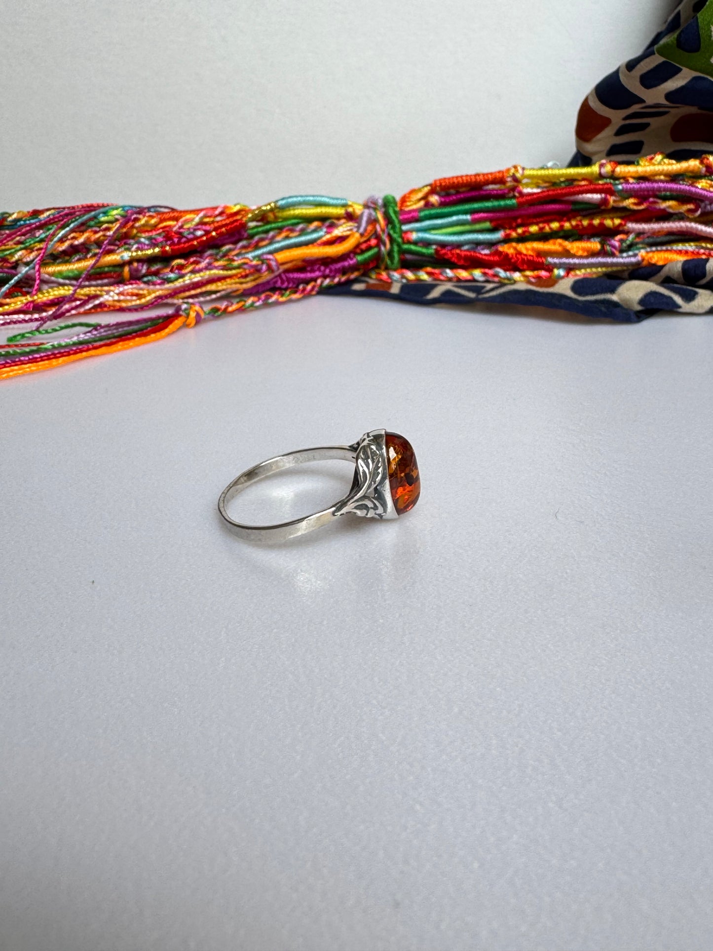 Anello argento 925 ambra misura 22 - 2AMB