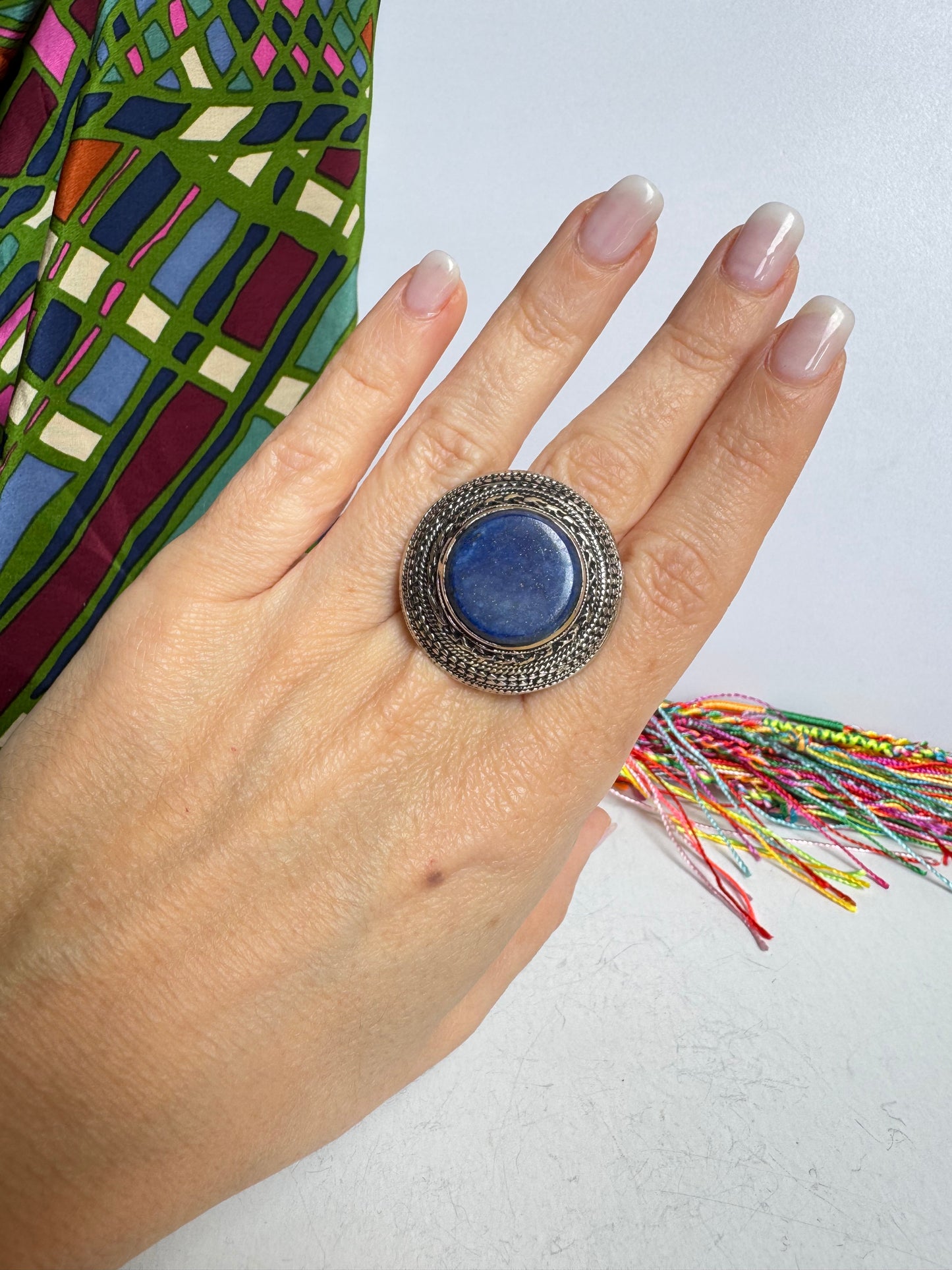 Anello antico pietra dura lapislazzuli vintage misura 18/19
