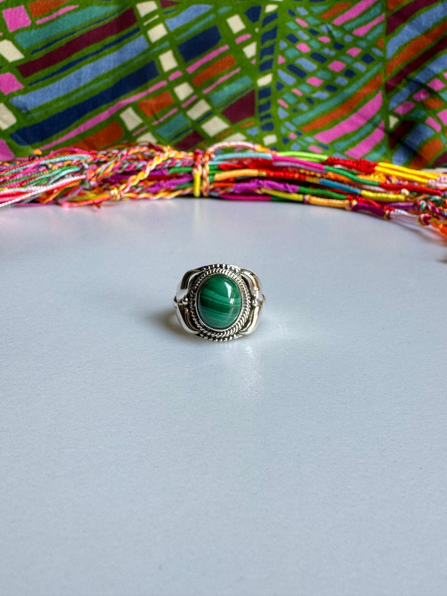 925 silver ring malachite E84