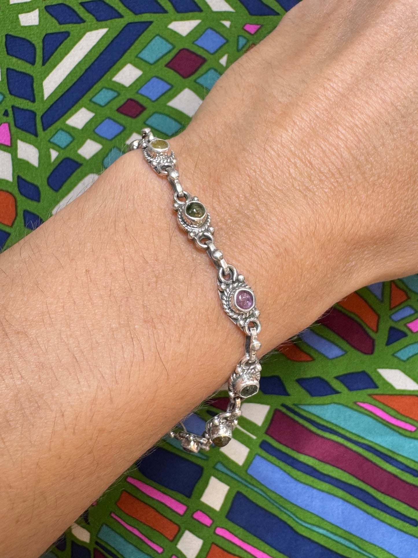 925 Silber Turmalin Armband B50