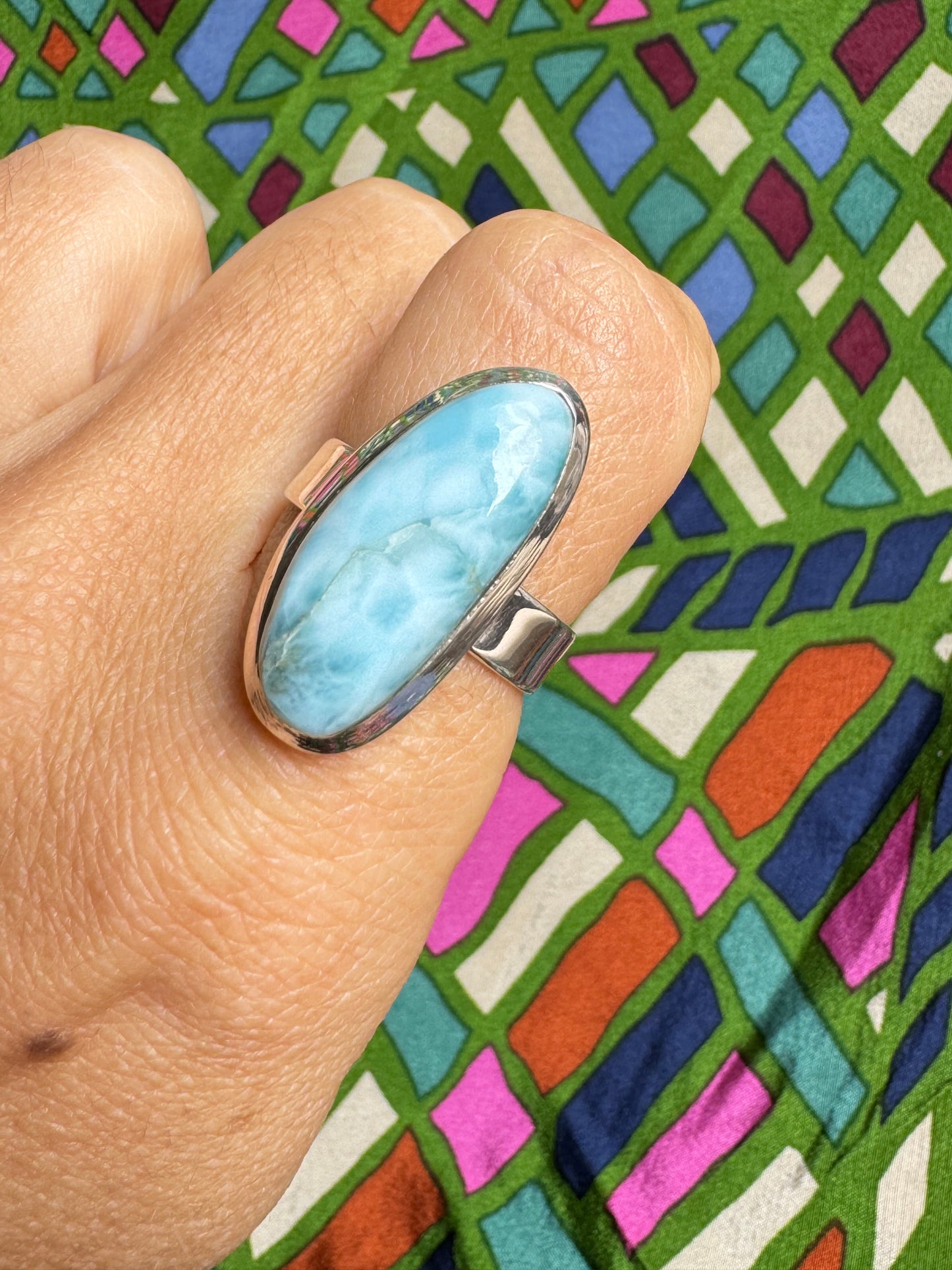 Anello argento 925 larimar E18