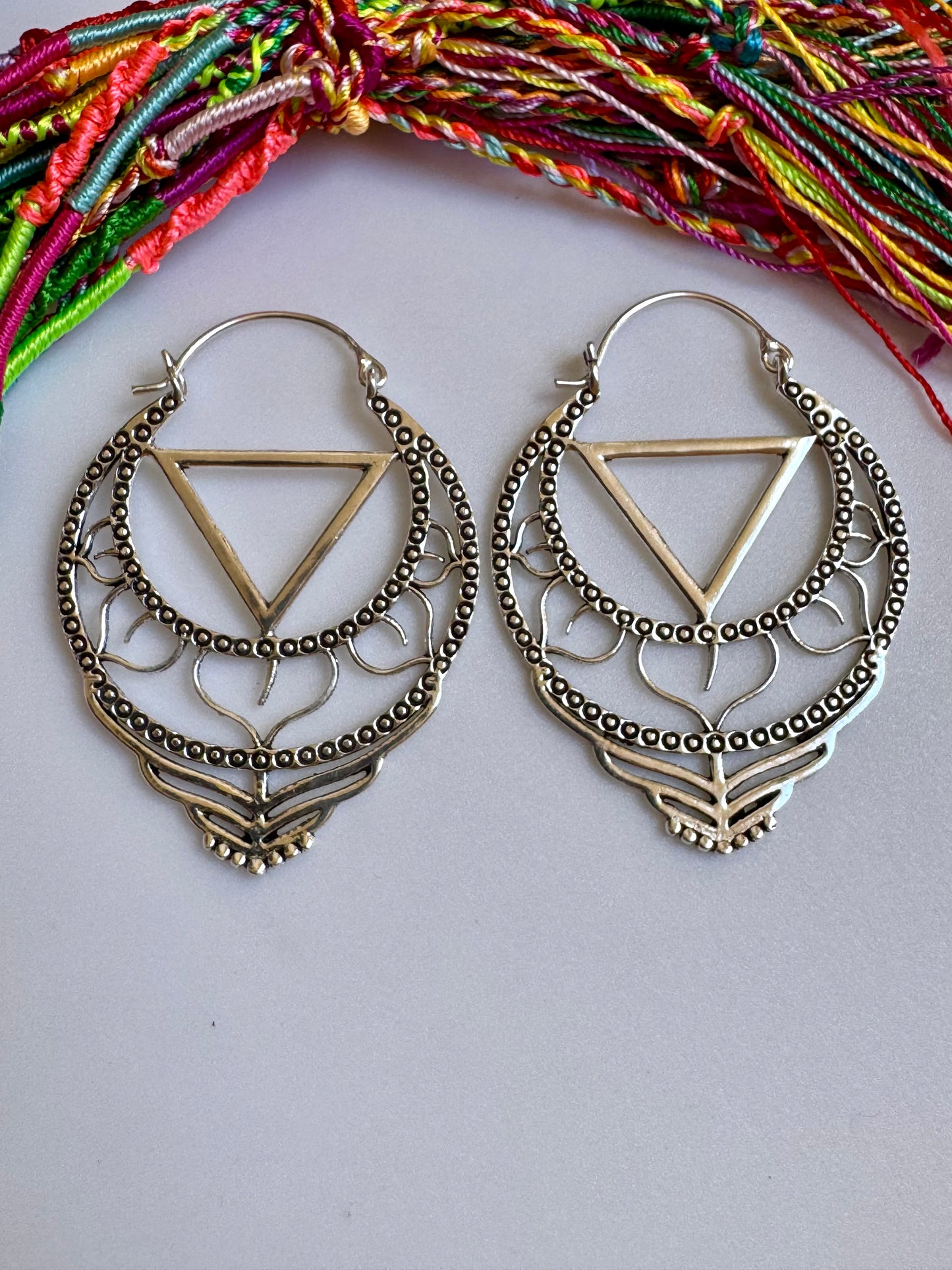 Silver boho earrings with spikes