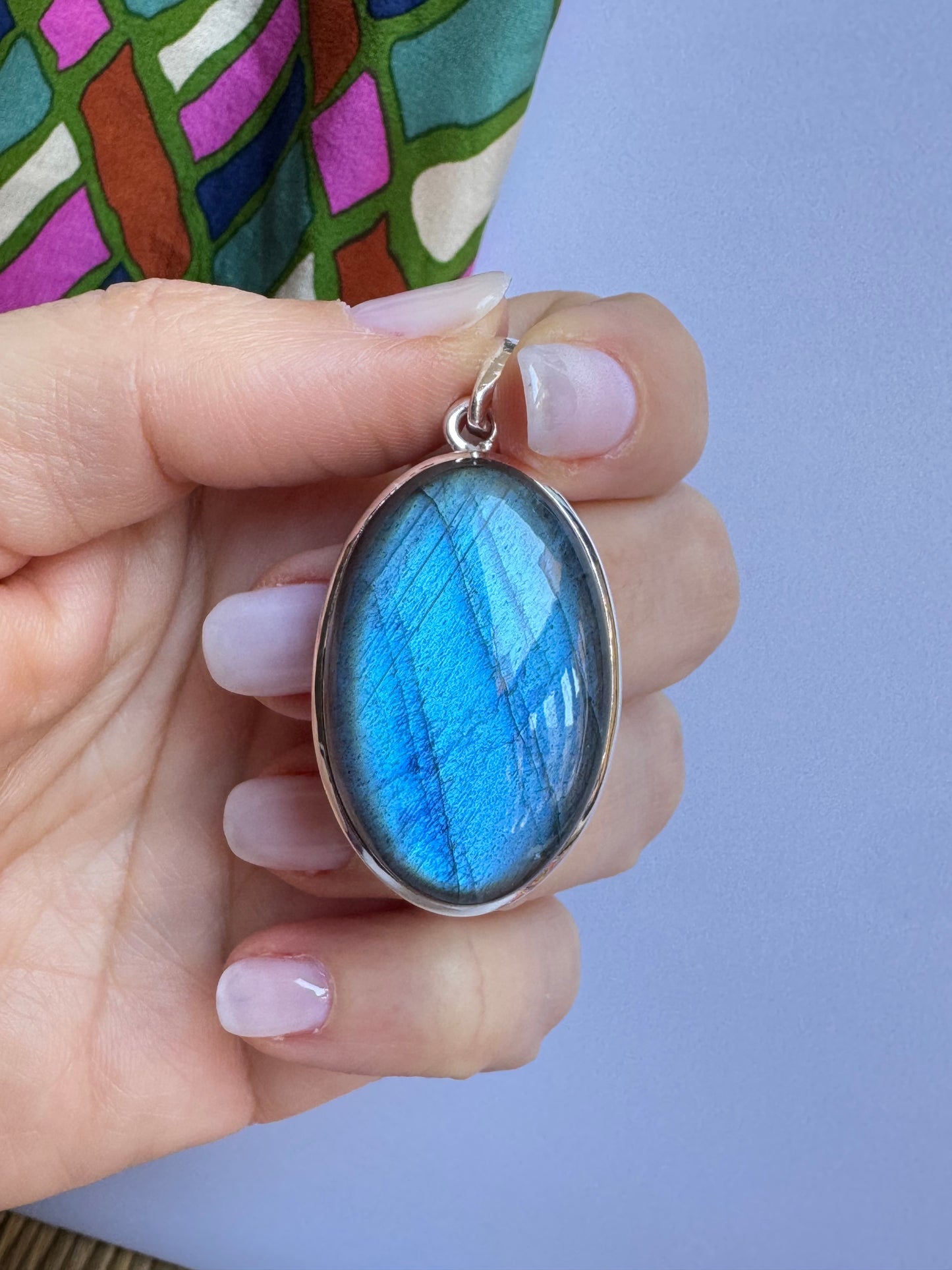 Ciondolo pendente argento 925 labradorite 11K
