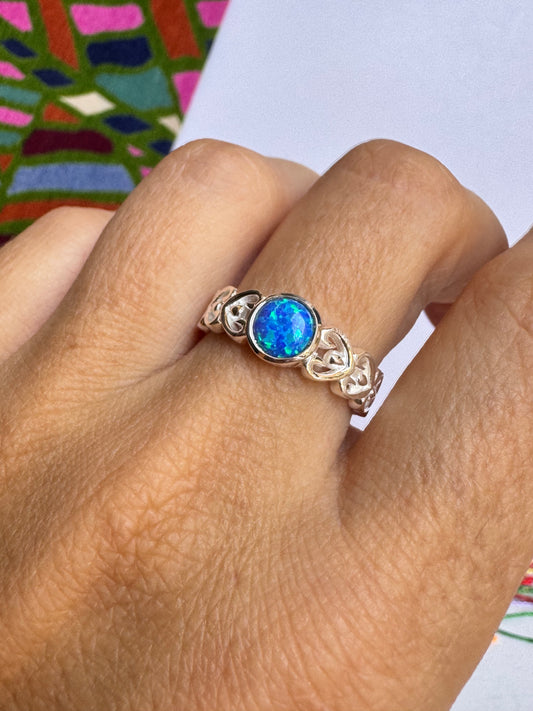 Anello argento 925 rana opale blu misura 17 10OP
