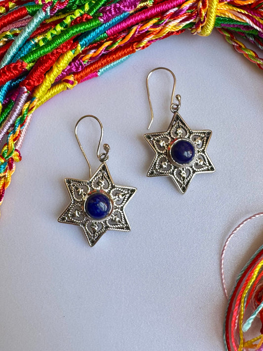 925 silver earrings with lapis lazuli R7