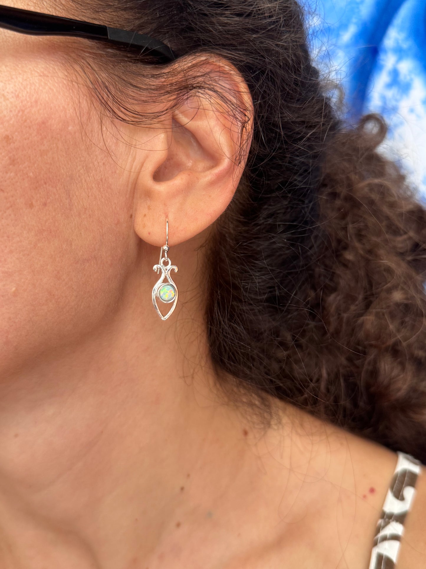 Orecchini argento 925 opale bianco A12