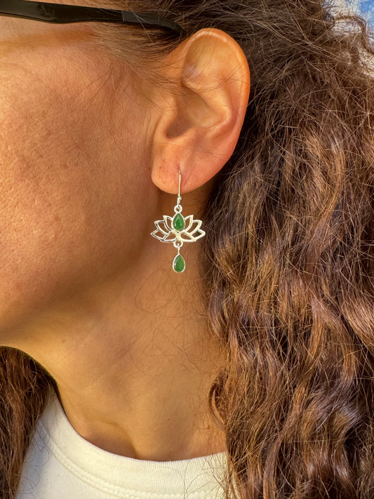 Orecchini argento925 onice verde D42