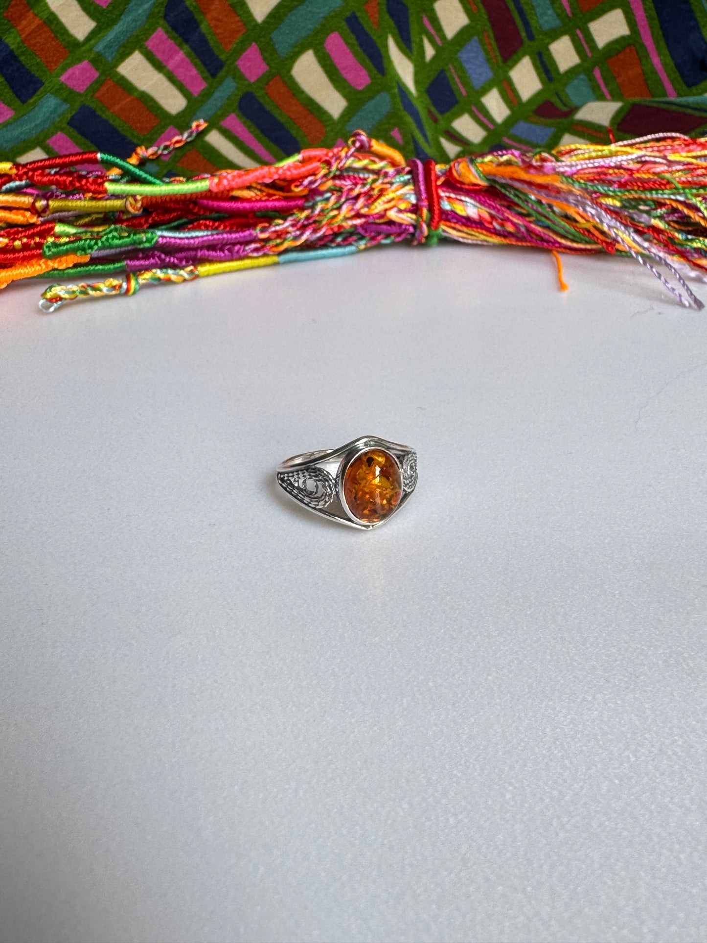 925 silver amber ring size 16/17 - 51A