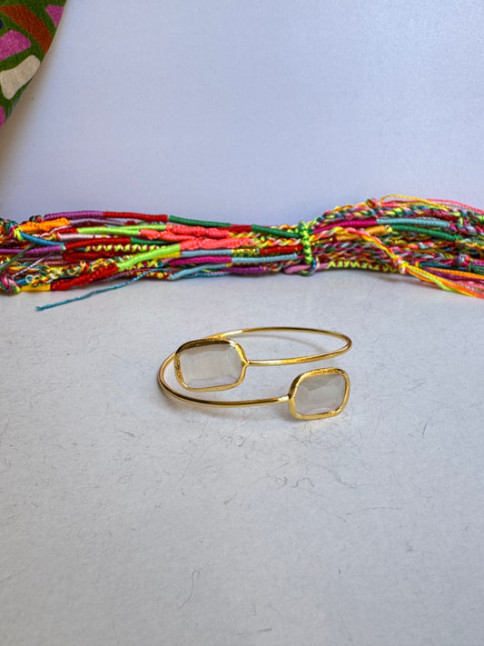 Bracciale pietra rettangolare bianco