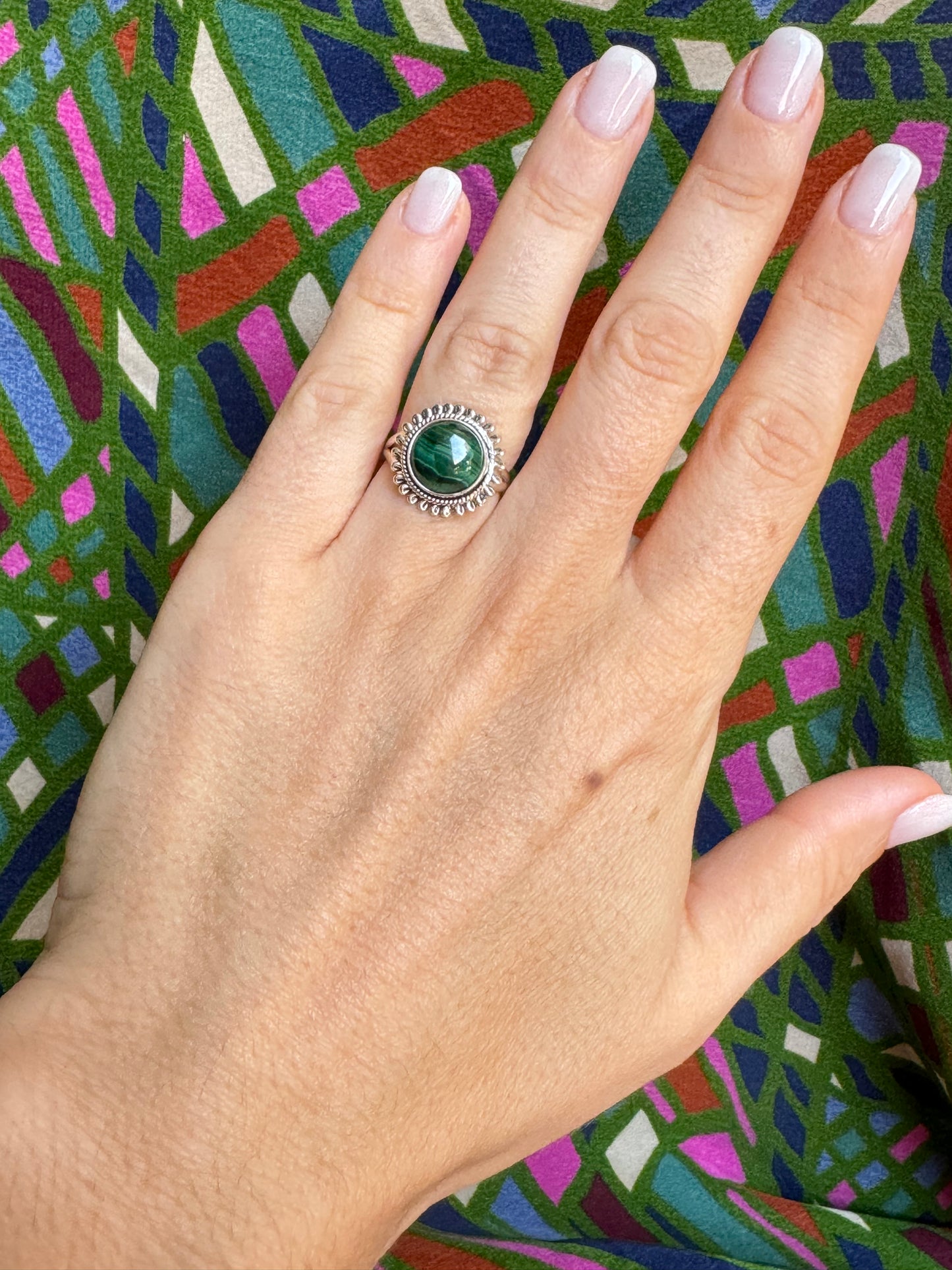 Anello argento925 malachite T97