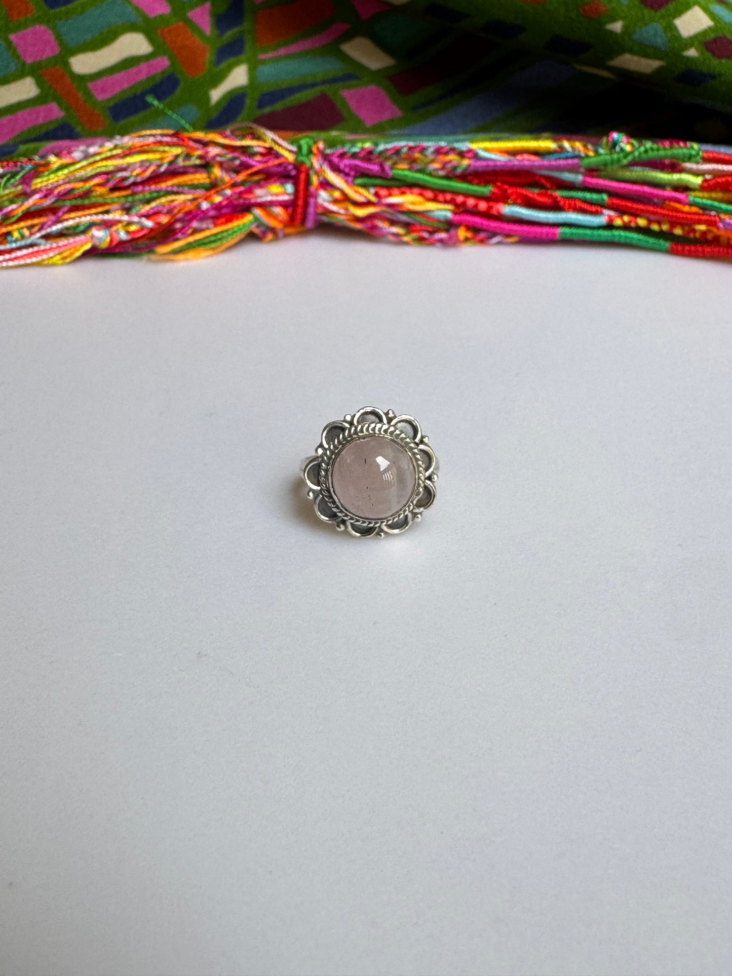 925 silver ring with rose quartz, size 11 -