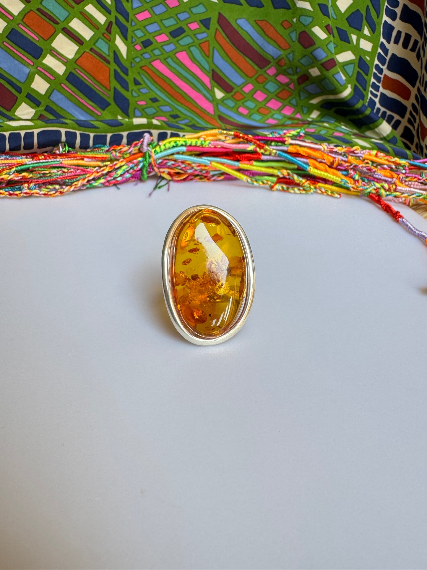925 silver amber ring size 20 - 21 adjustable 30A