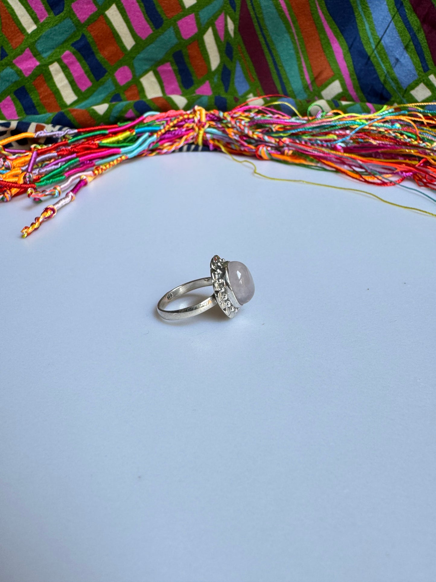 925 silver ring with rose quartz, size 12 - X63