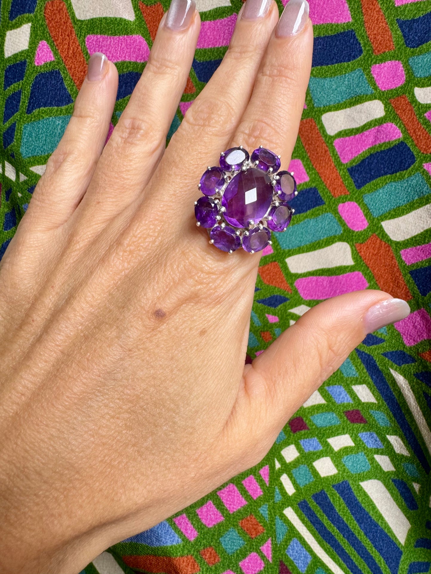 925 silver amethyst ring size 18 - 8A