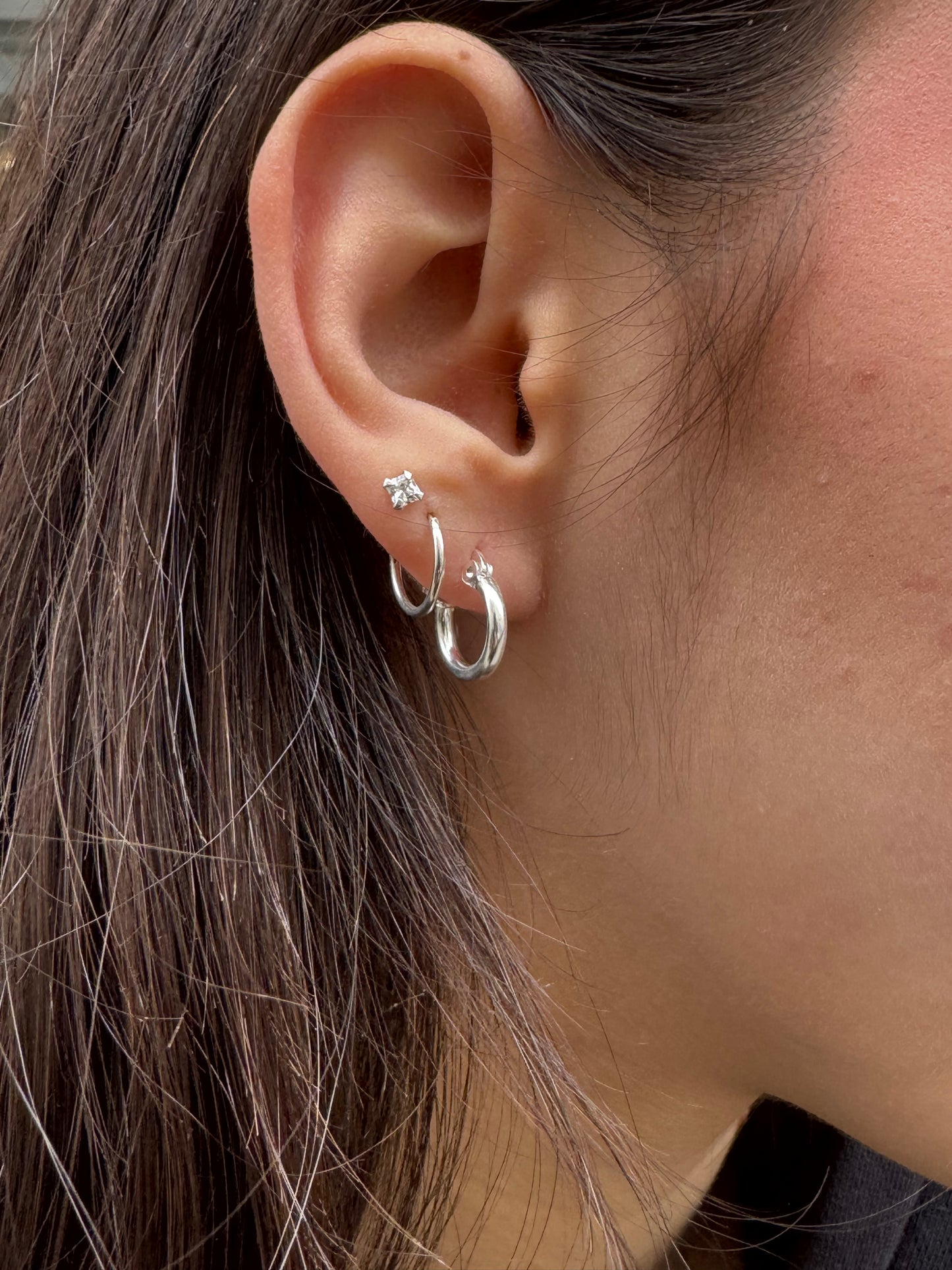 Single earring smooth circle cm 925 silver 1.2cm W30
