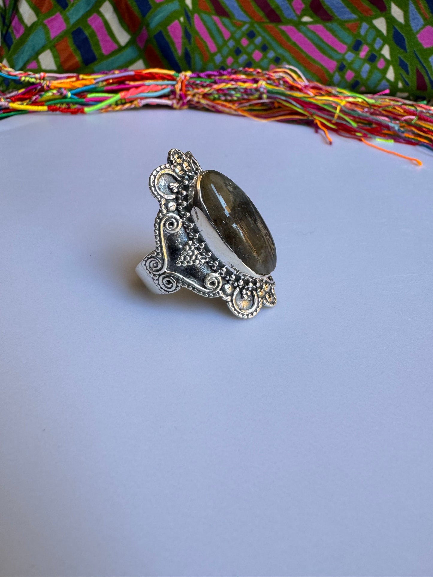 Labradorit 925 Silber Ring Größe 24 - F77