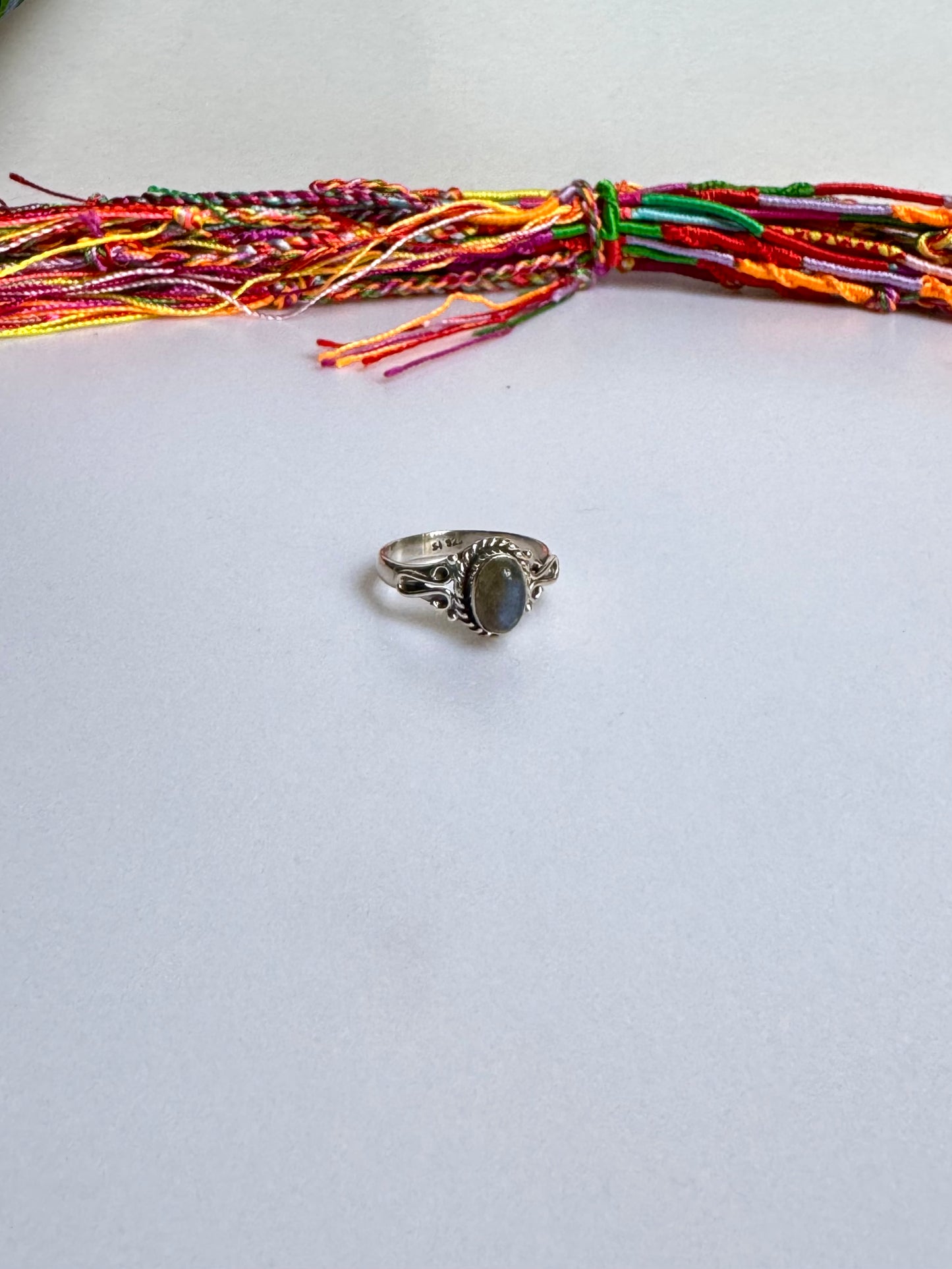 Anello argento 925 labradorite misura 12/13 - 29SZ