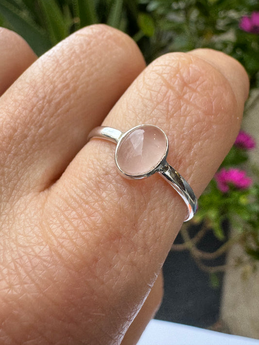 925 Silberring Rosenquarz Größe F63