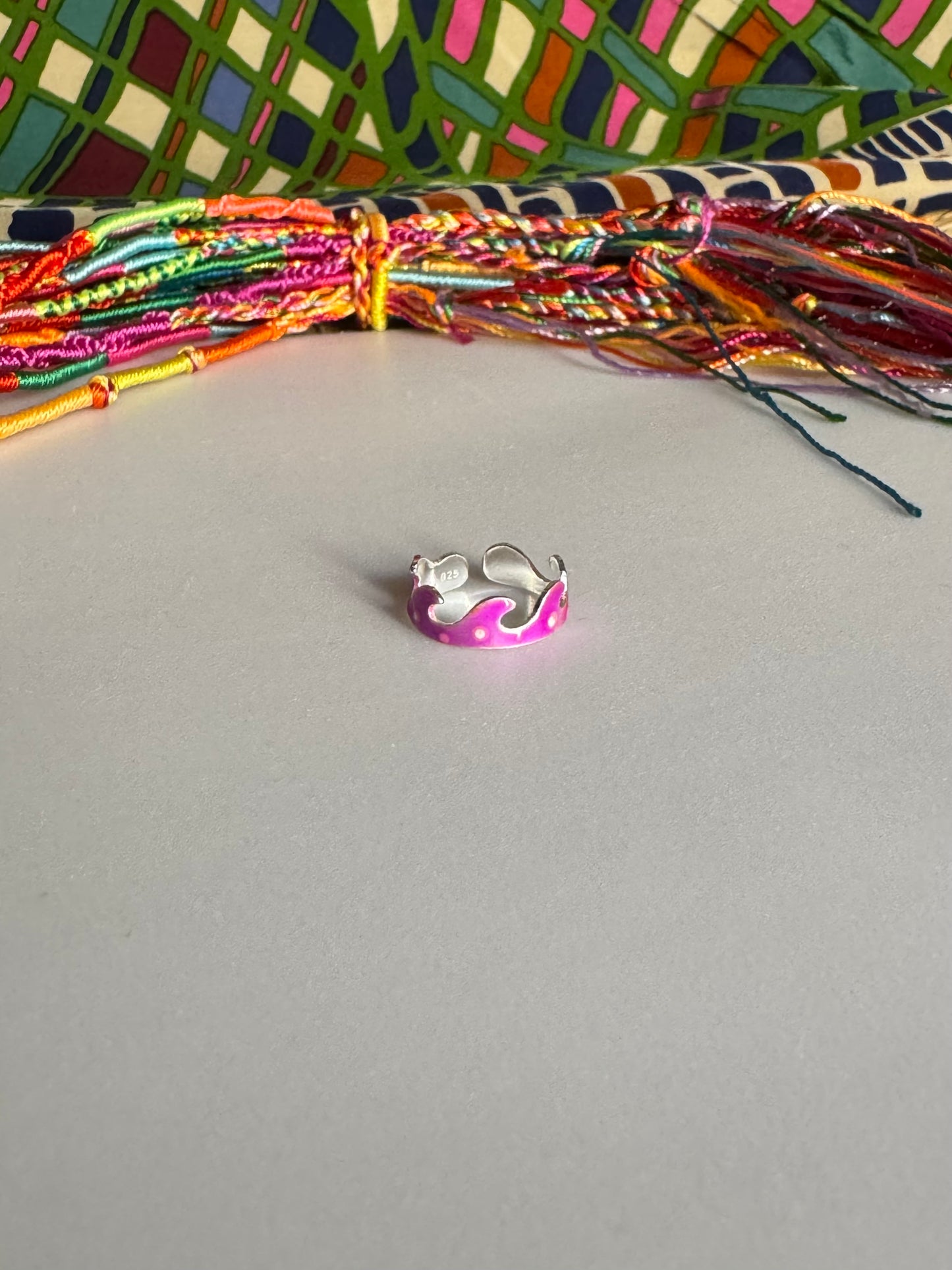 925 Silberring mit verstellbarem Fingerglied oder Fuß, Fuchsia Welle 12