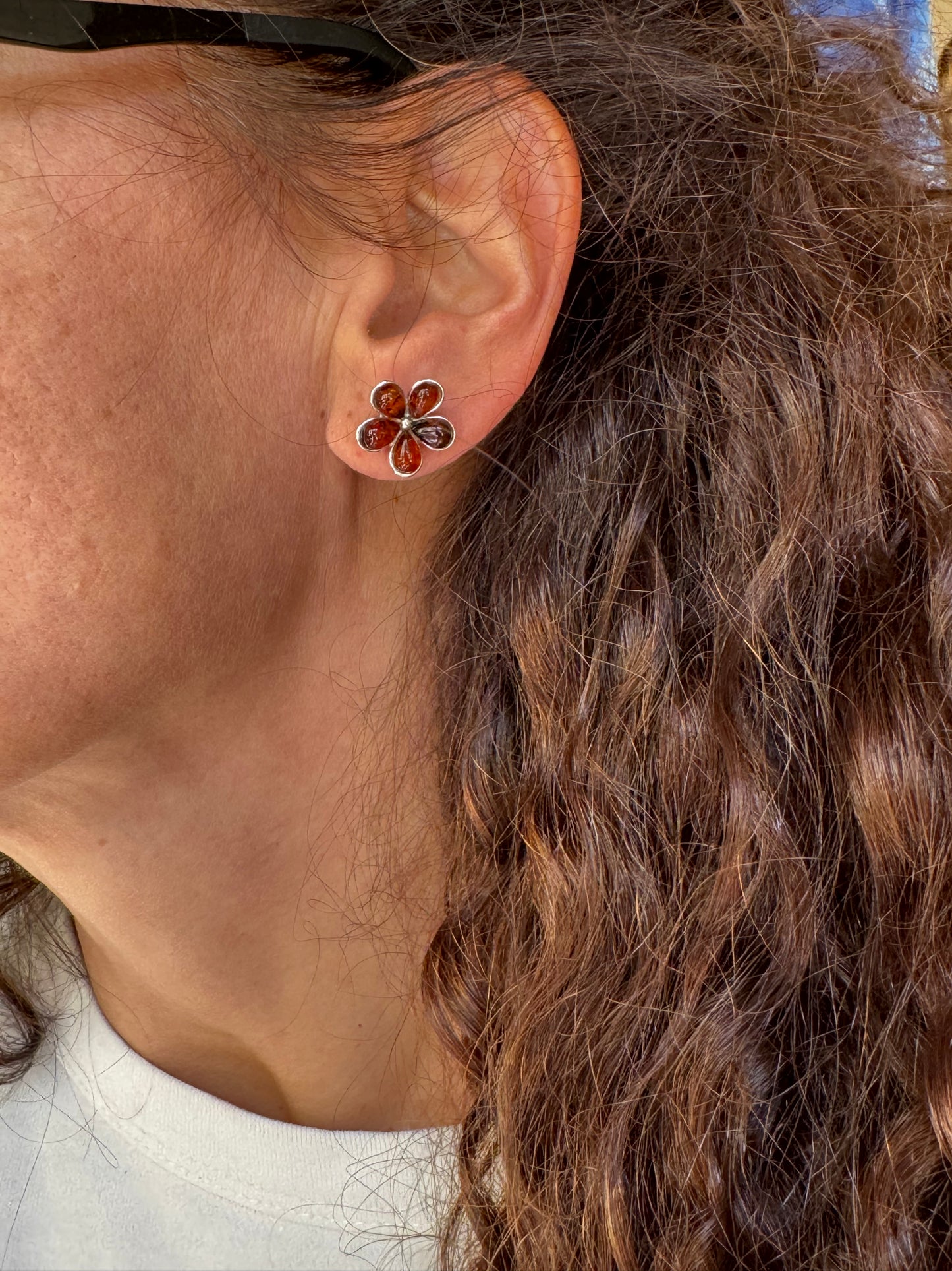 925 silver amber stud earrings 32AM