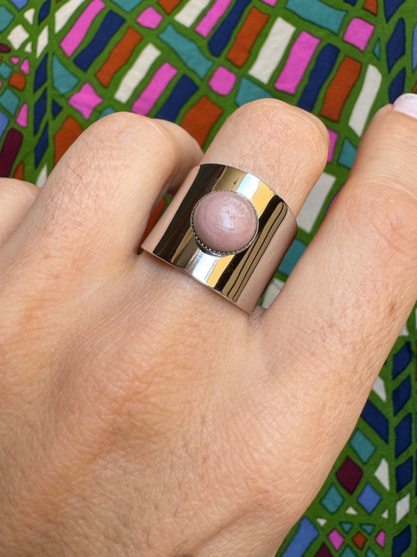 Antique pink steel ring