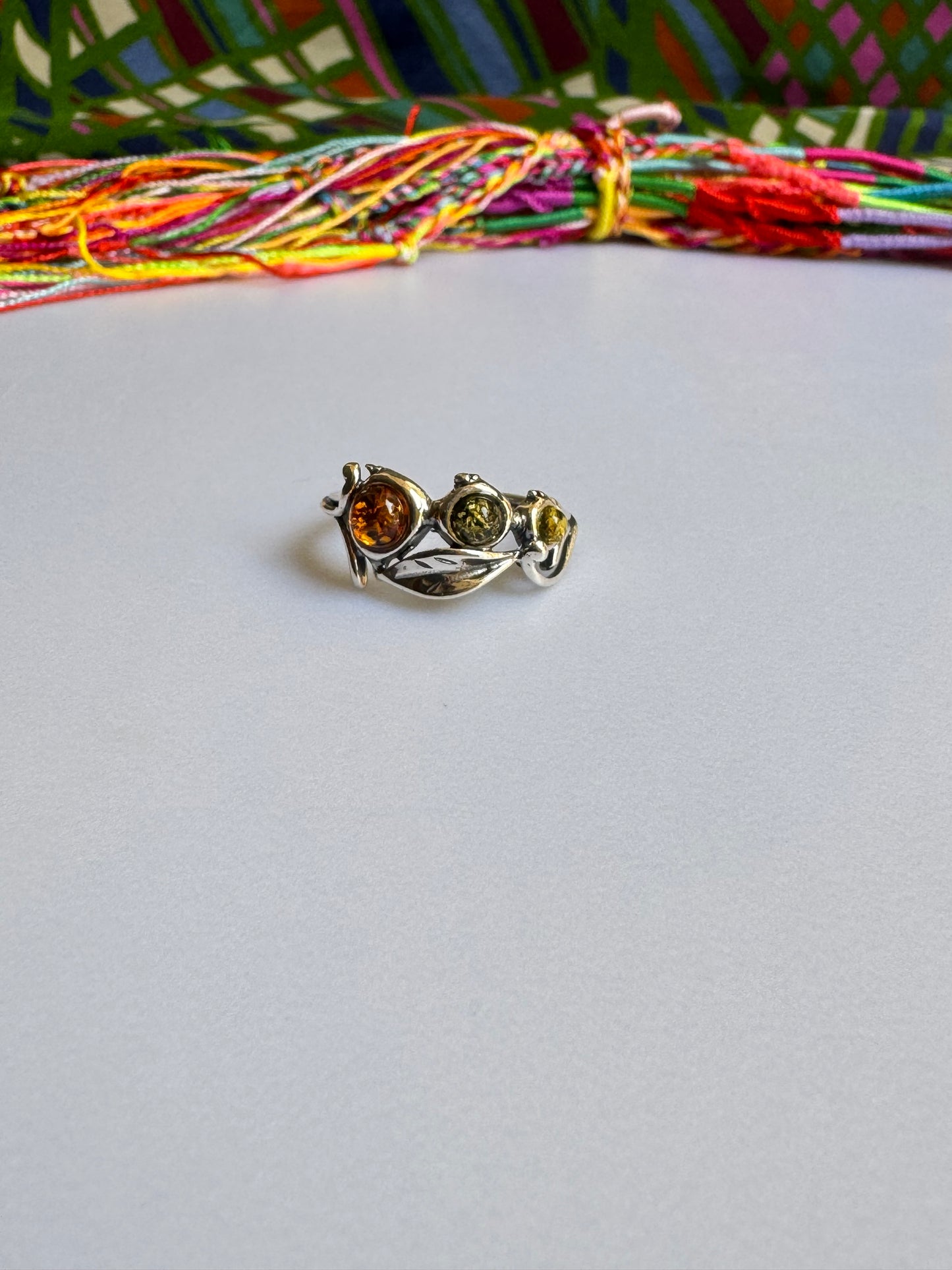 925 silver amber ring size 14 21A