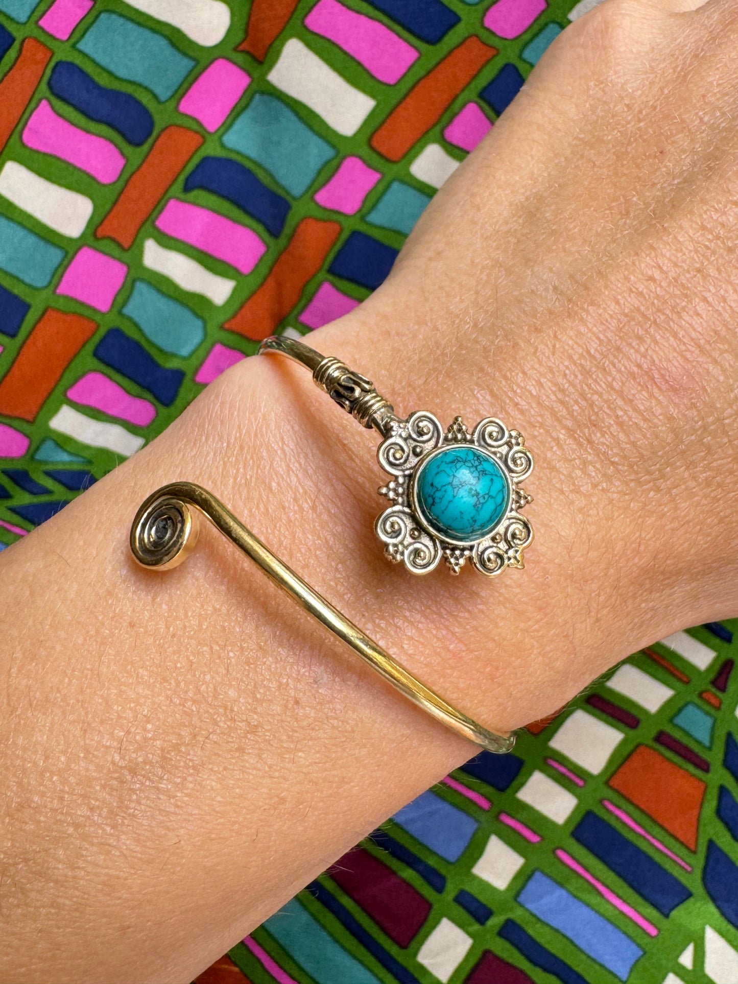 Turquoise golden boho bracelet