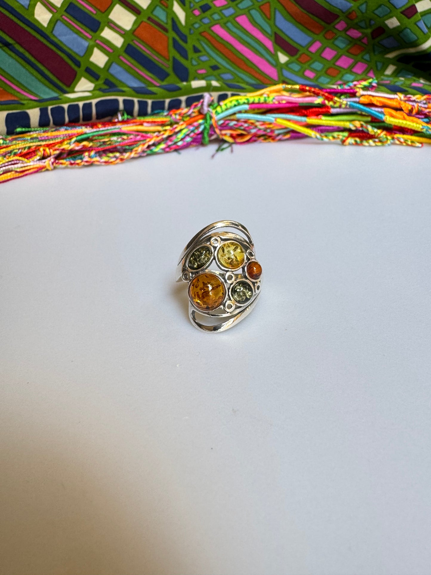 925 silver amber ring size 18 32A