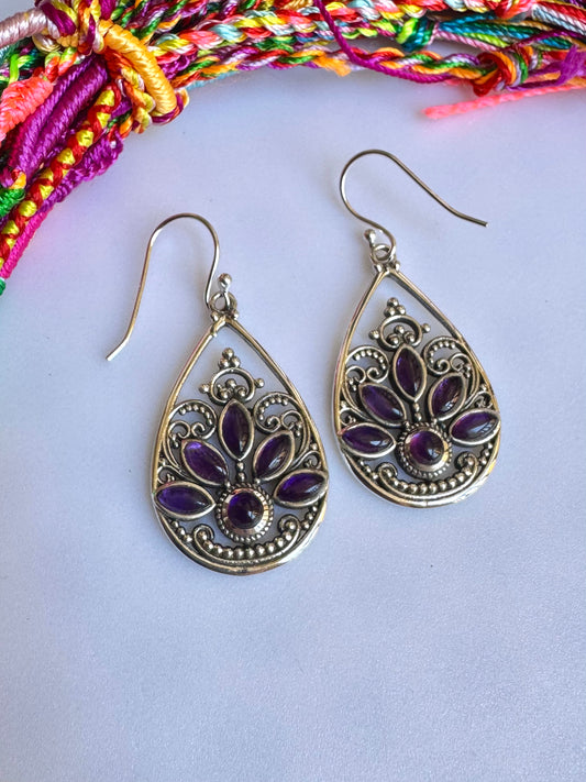 925 silver earrings amethyst O26