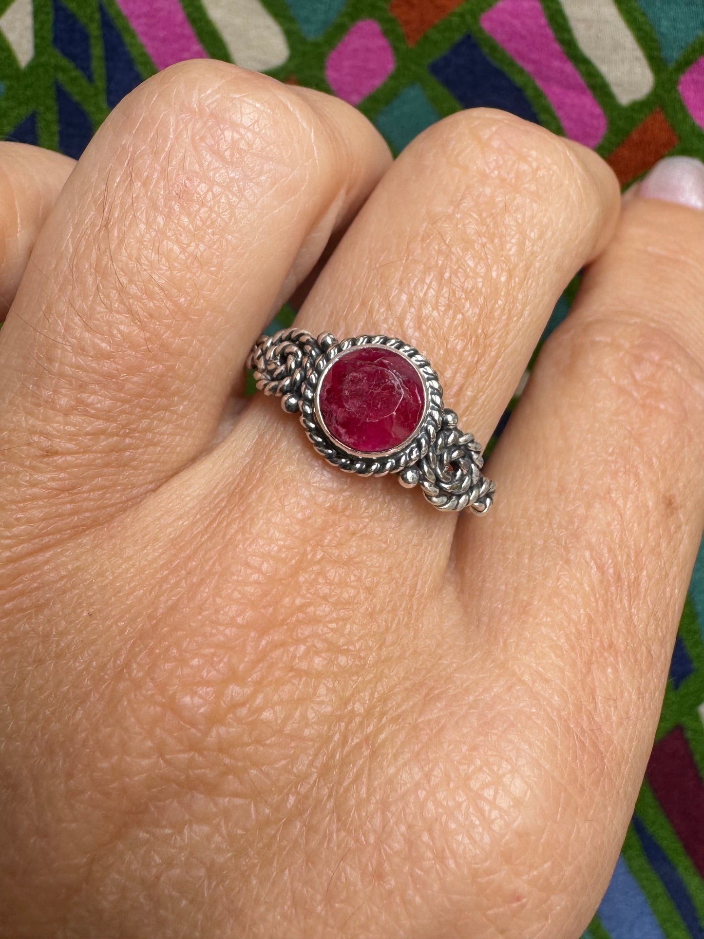 Anello argento 925 radice di rubino misura 18 - 12AM