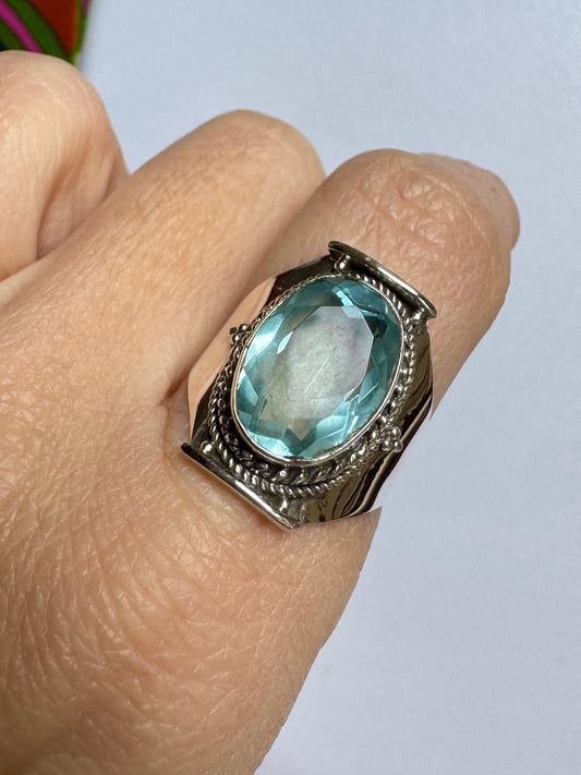Anello argento 925 acquamarina misura 19/20 - 22K