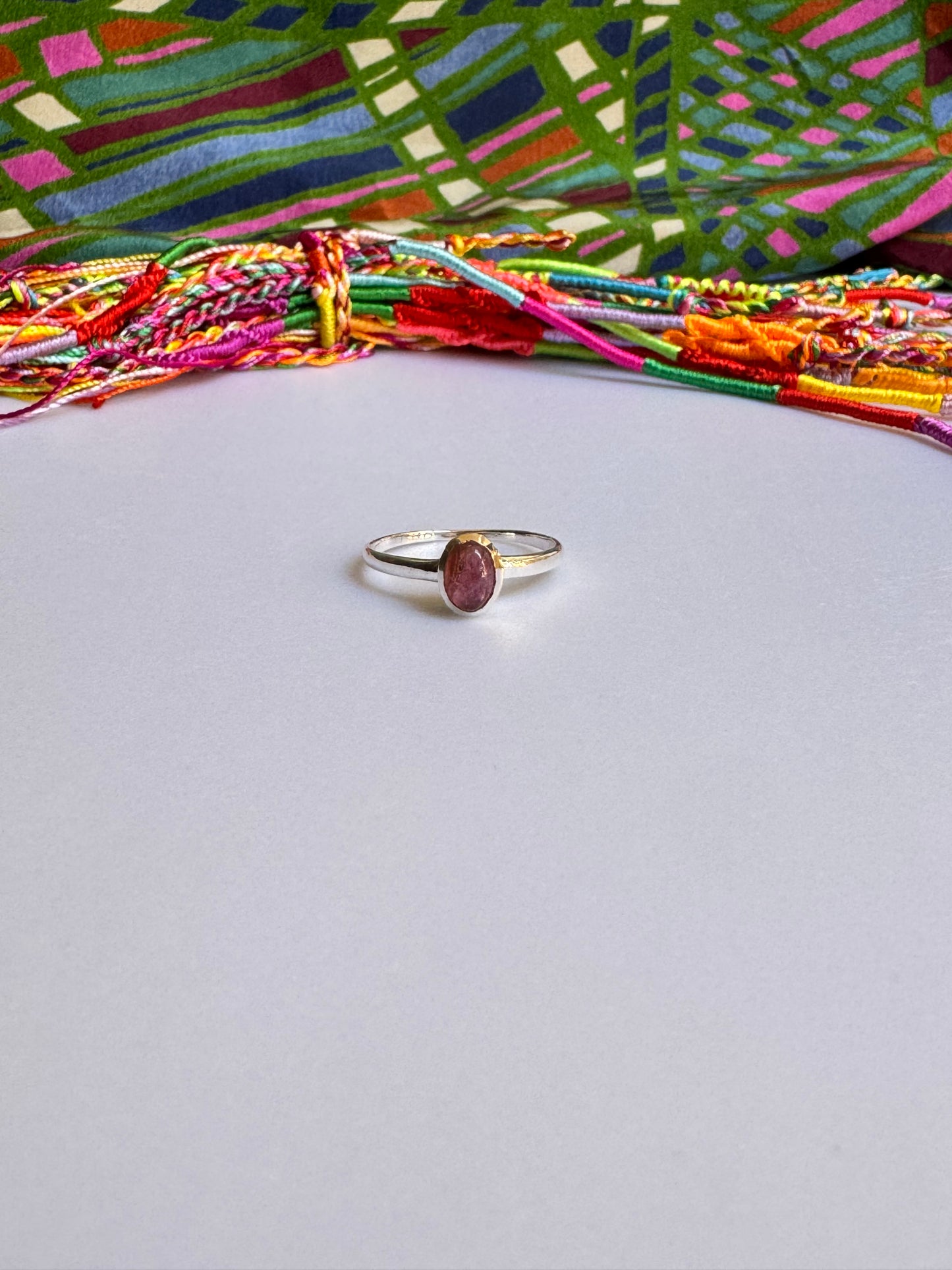 925 Silber Turmalin Ring Größe 22/23 TA20 defekt