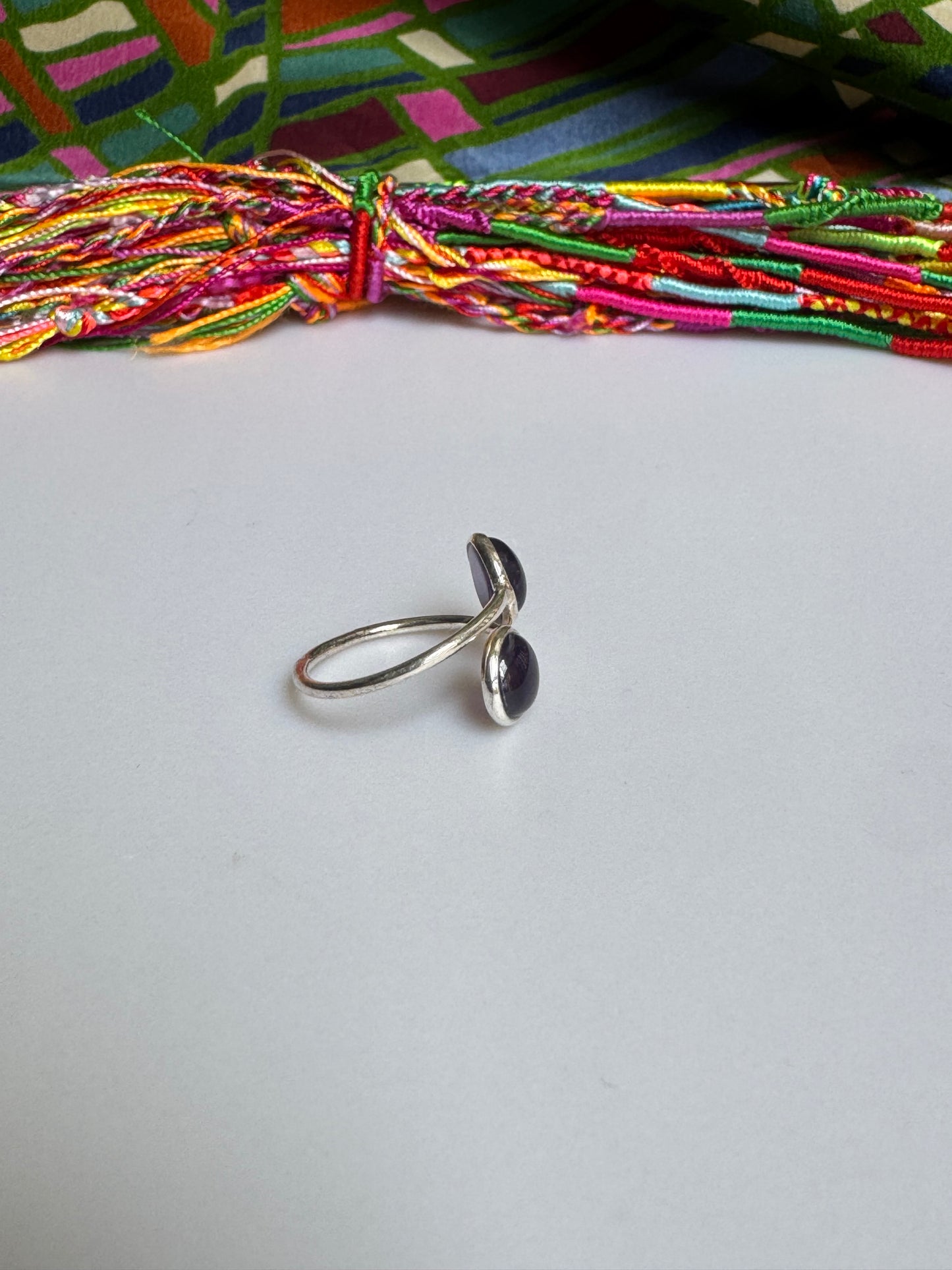 925 silver amethyst ring adjustable size 17 - 13A