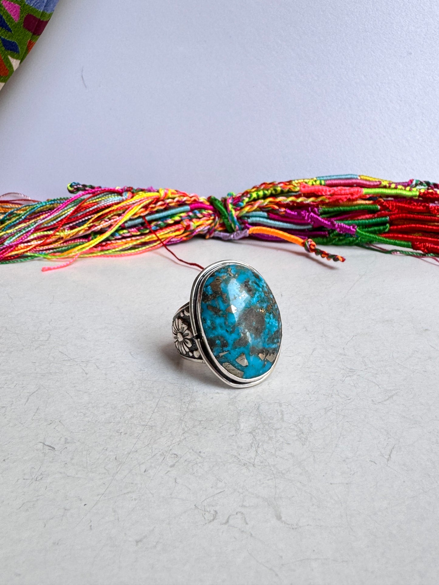 Anello argento 925 copper turquoise turchese misura 31 7V