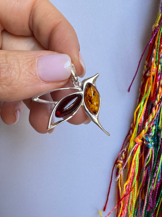 Pendente ciondolo argento925 ambra V4