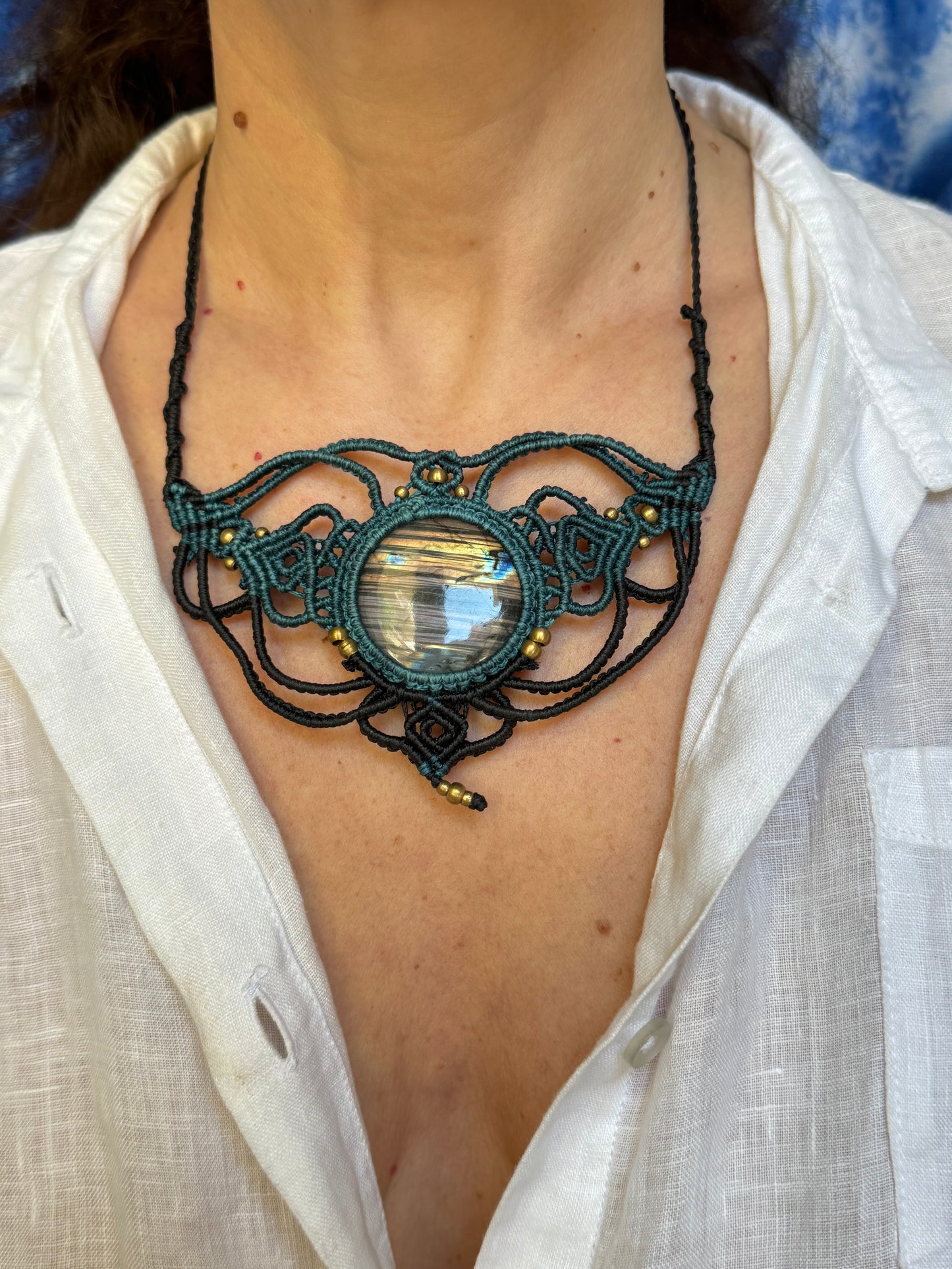 Collana macramè labradorite L